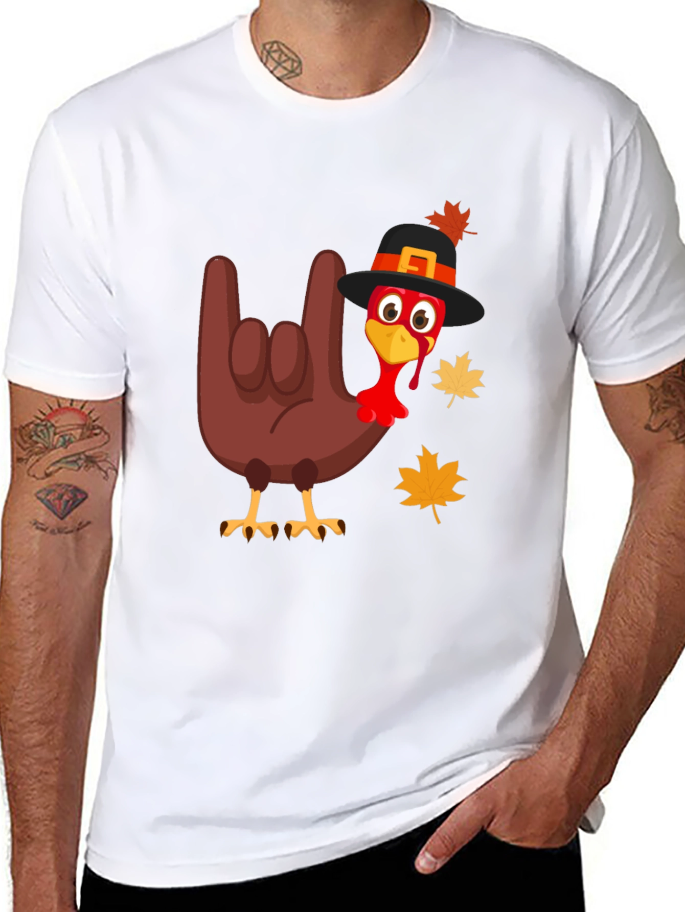 Thanksgiving Turkey Rock On Graphic Tee