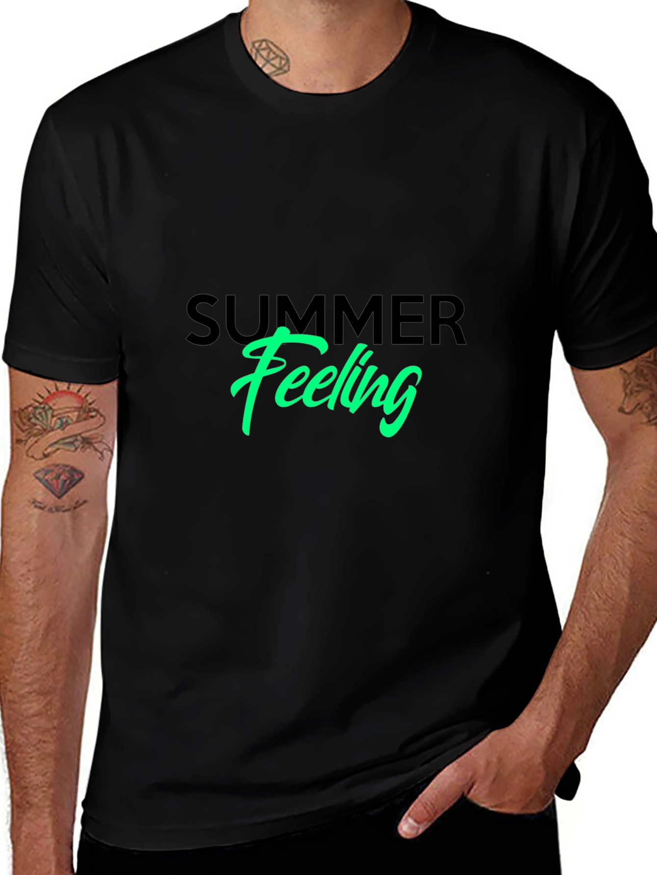 Summer Feeling Graphic Tee - Black