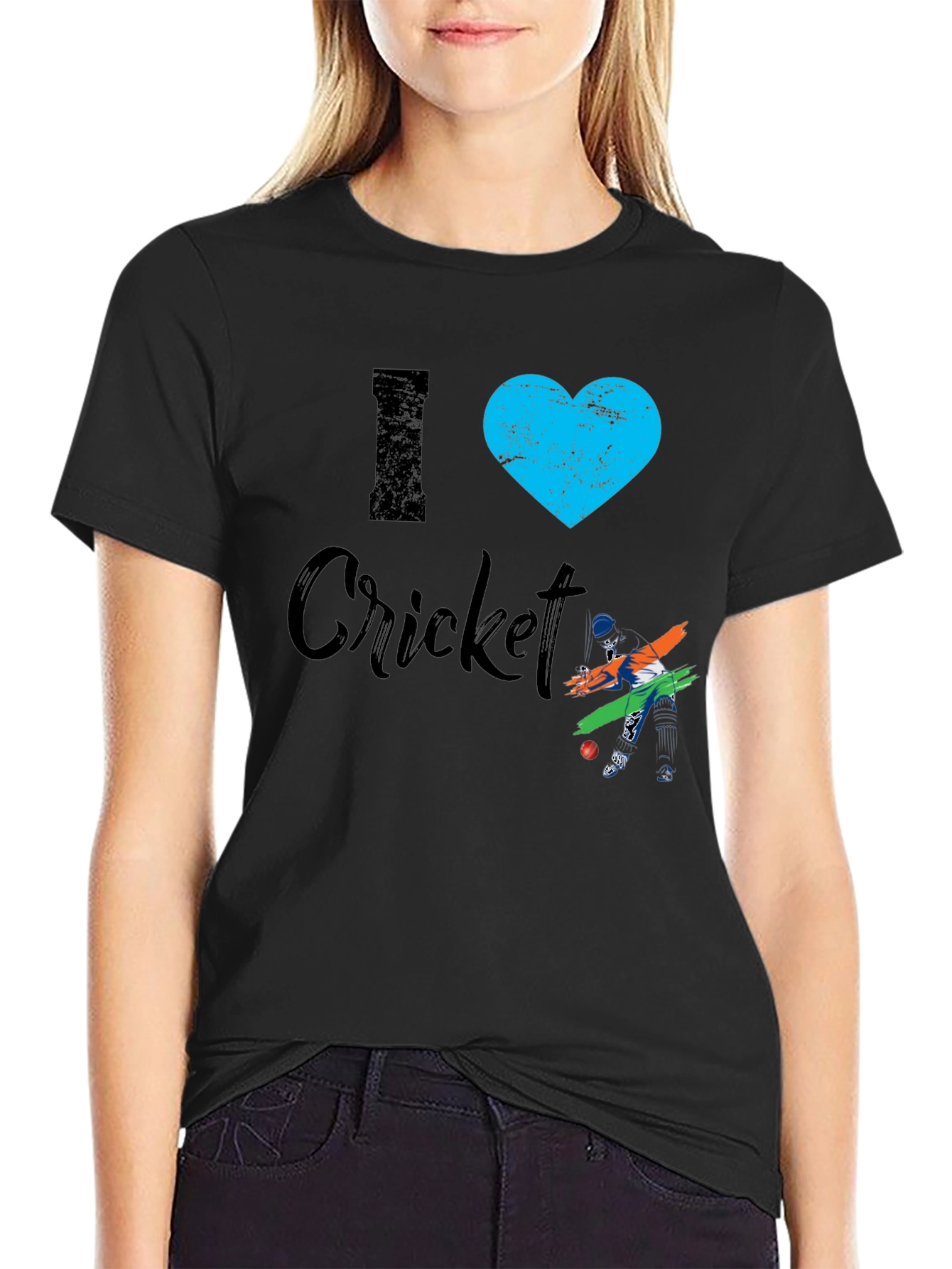 I Heart Cricket Black T-Shirt