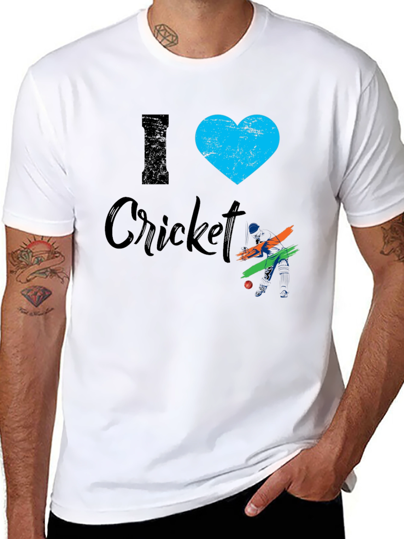 I Heart Cricket Black T-Shirt