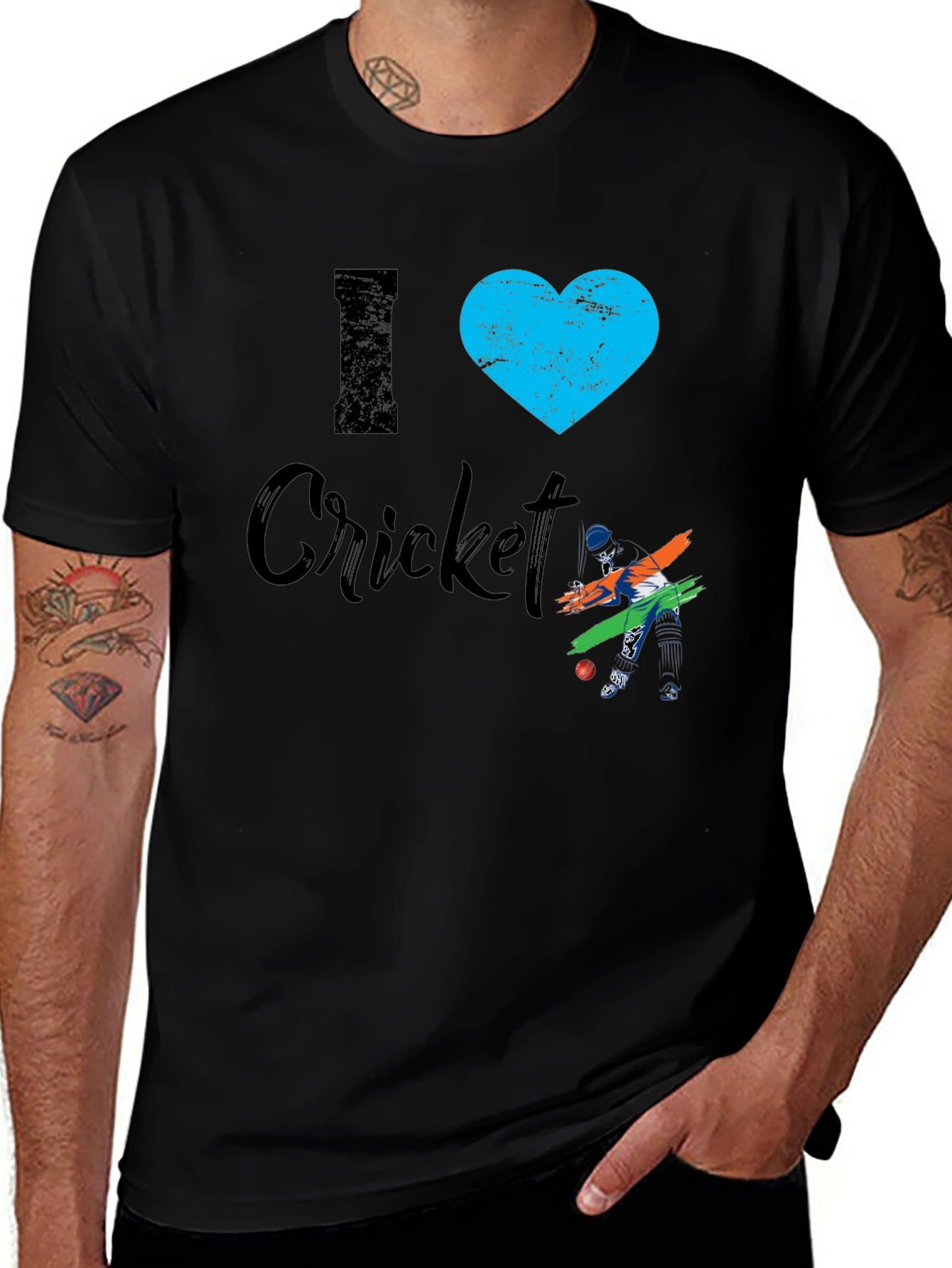 I Heart Cricket Black T-Shirt