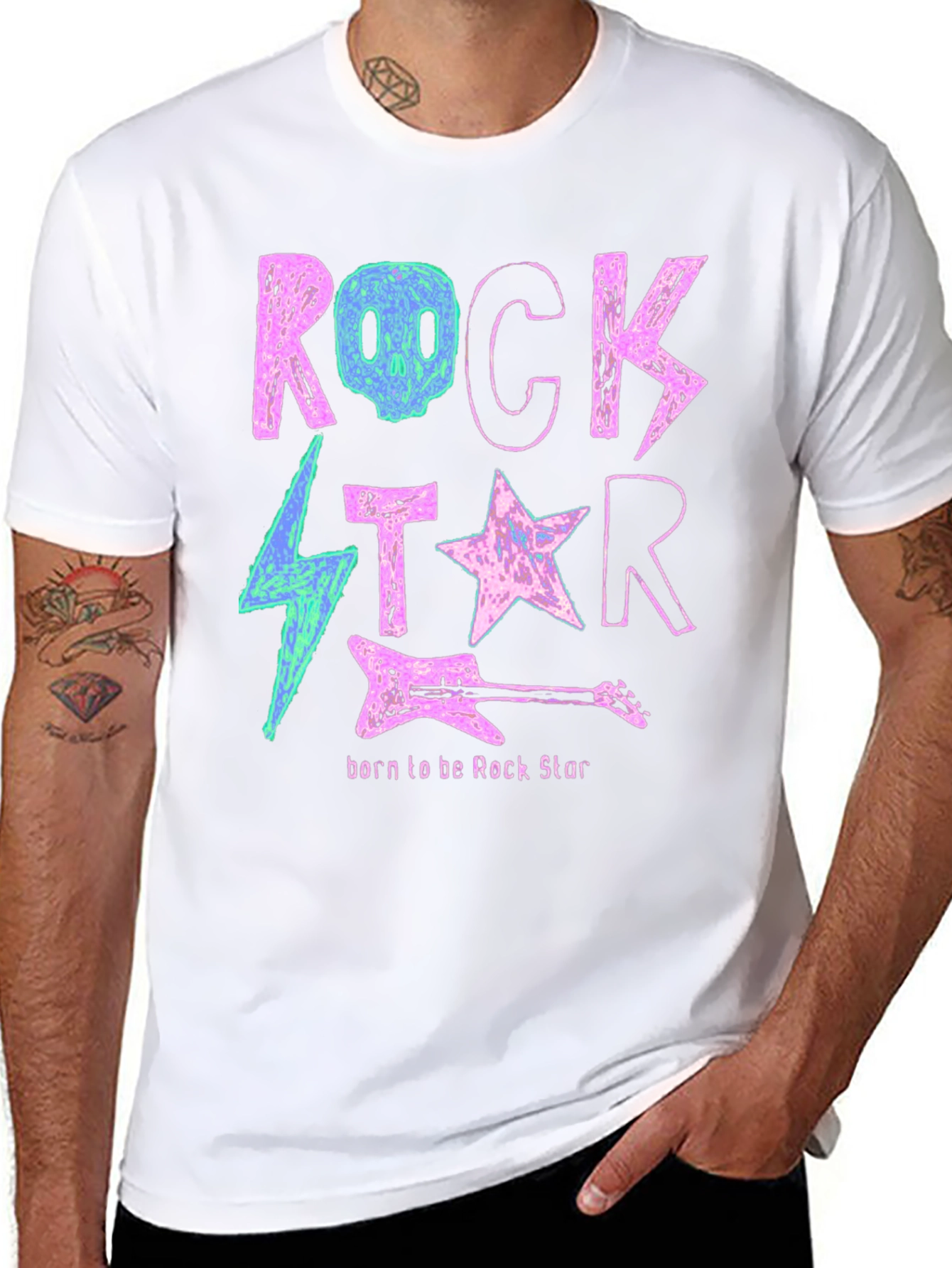 Rock Star Graphic Print Crew Neck T-Shirt