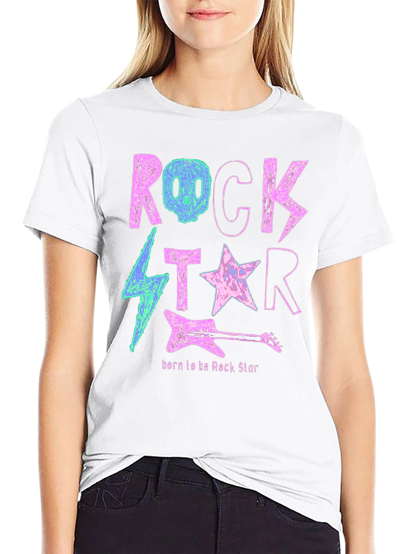Rock Star Graphic Print Crew Neck T-Shirt
