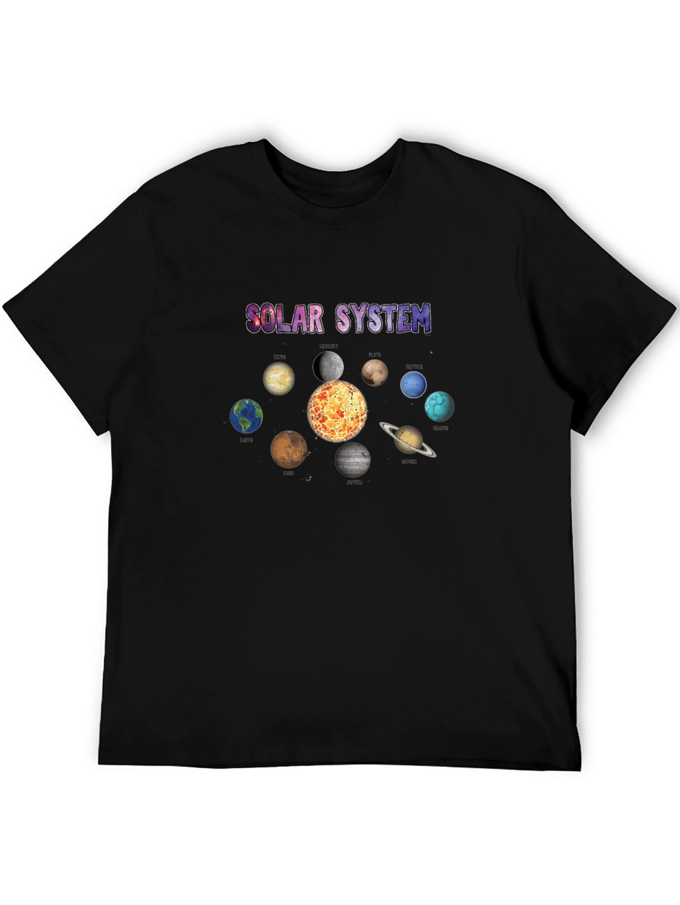 Solar System Planets Graphic Black T-Shirt
