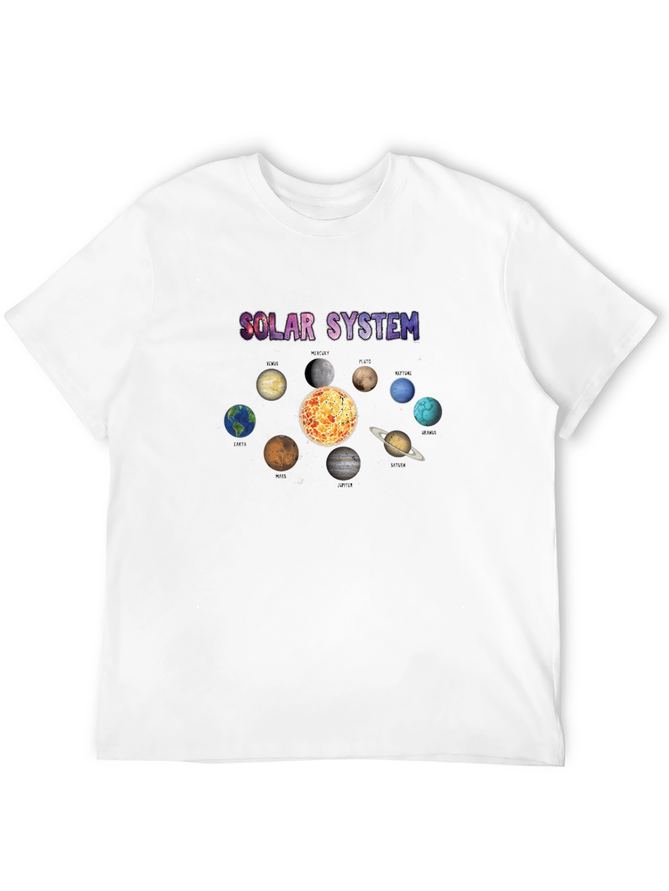 Solar System Planets Graphic Black T-Shirt