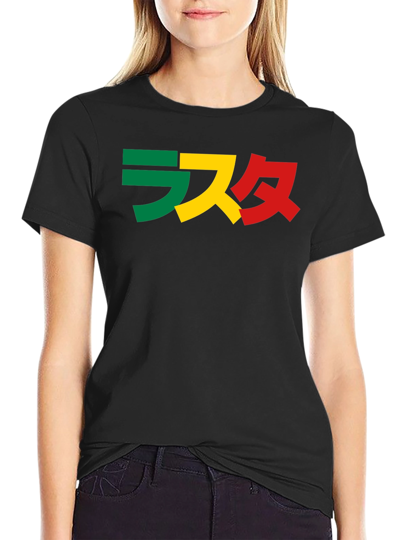 Rasta Japanese Text Graphic T-Shirt