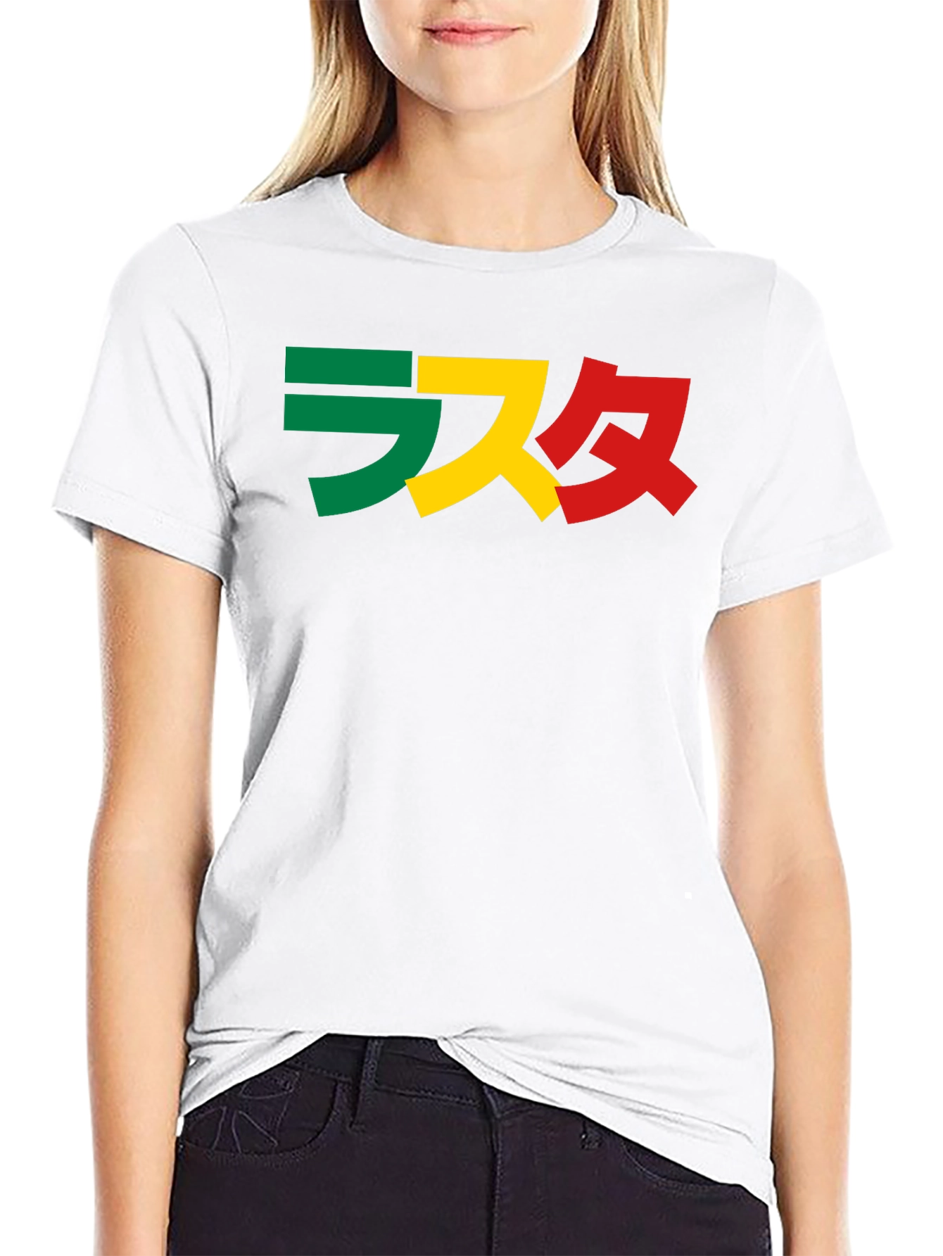 Rasta Japanese Text Graphic T-Shirt