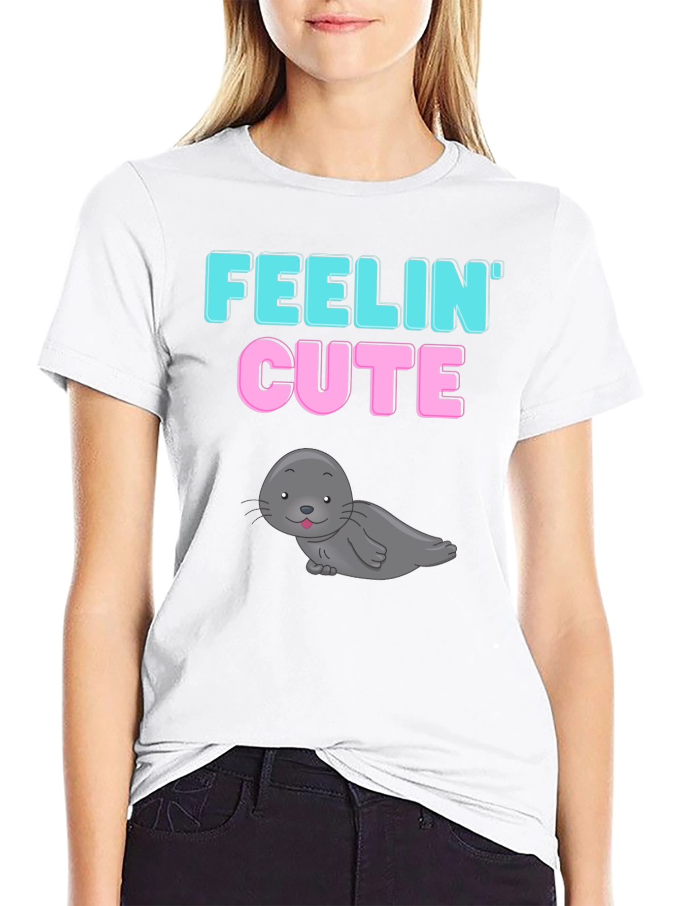 Feelin Cute Seal Graphic T-Shirt