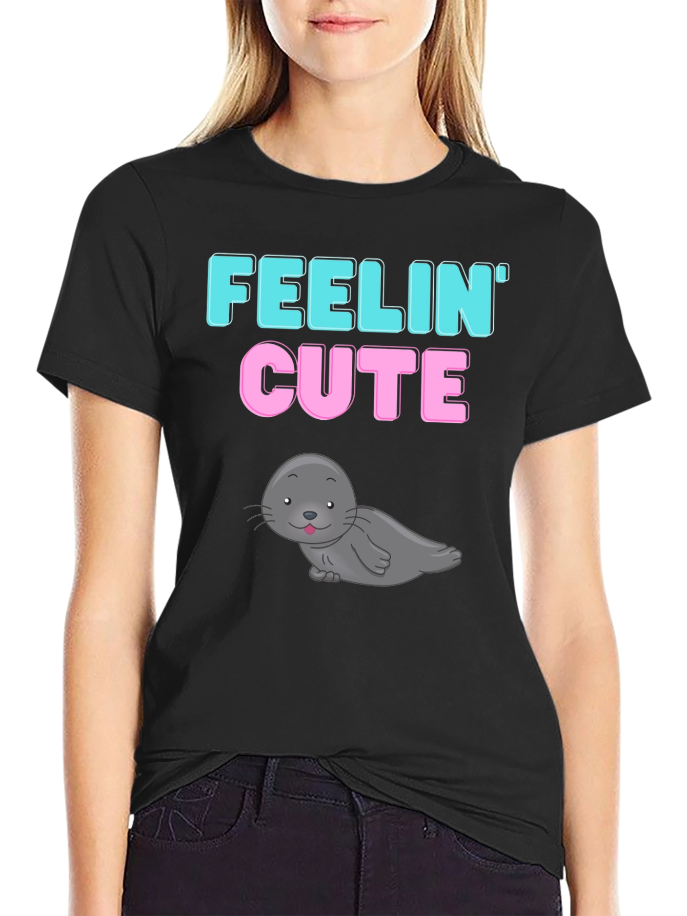 Feelin Cute Seal Graphic T-Shirt