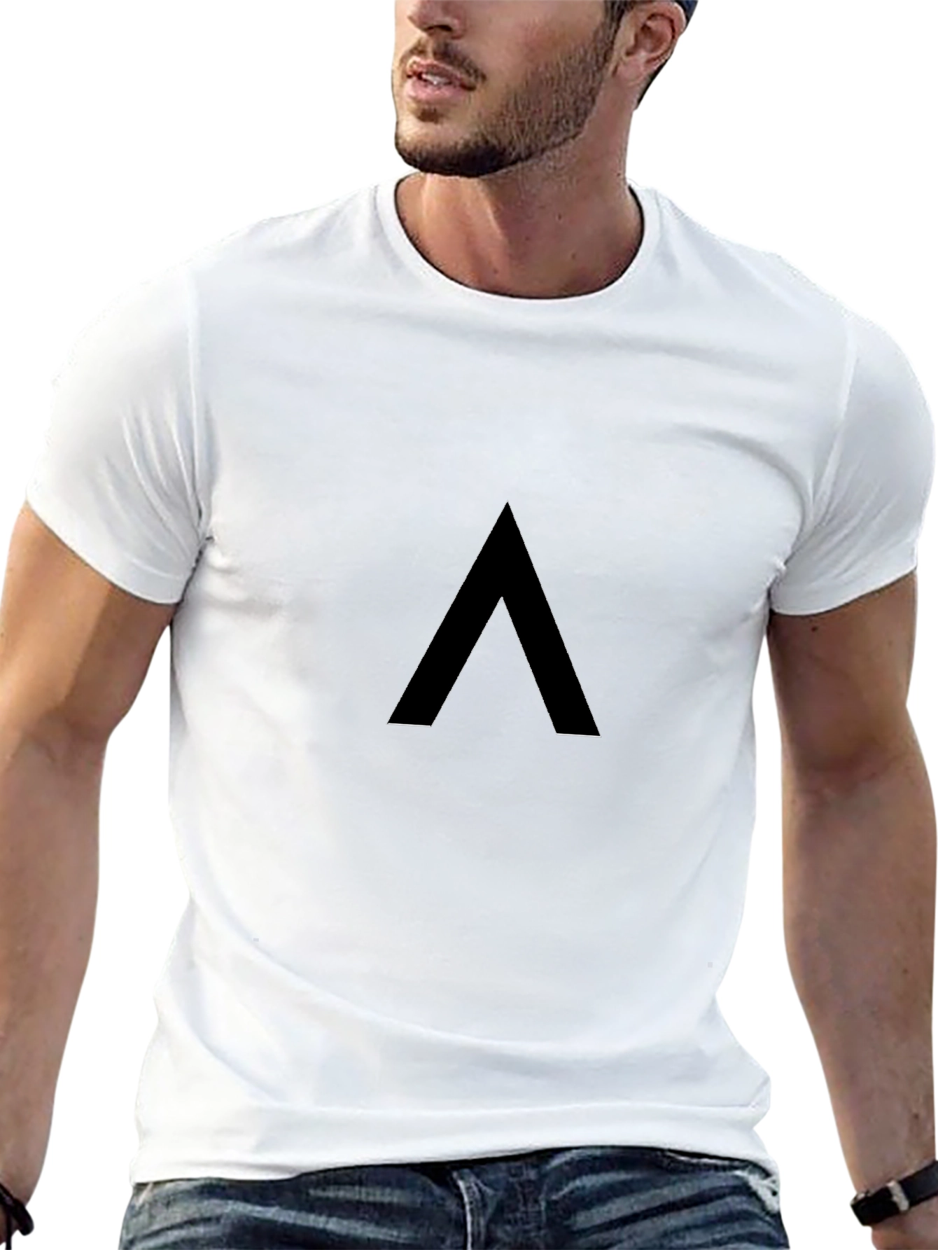 Minimalist Black T-Shirt with Geometric Design