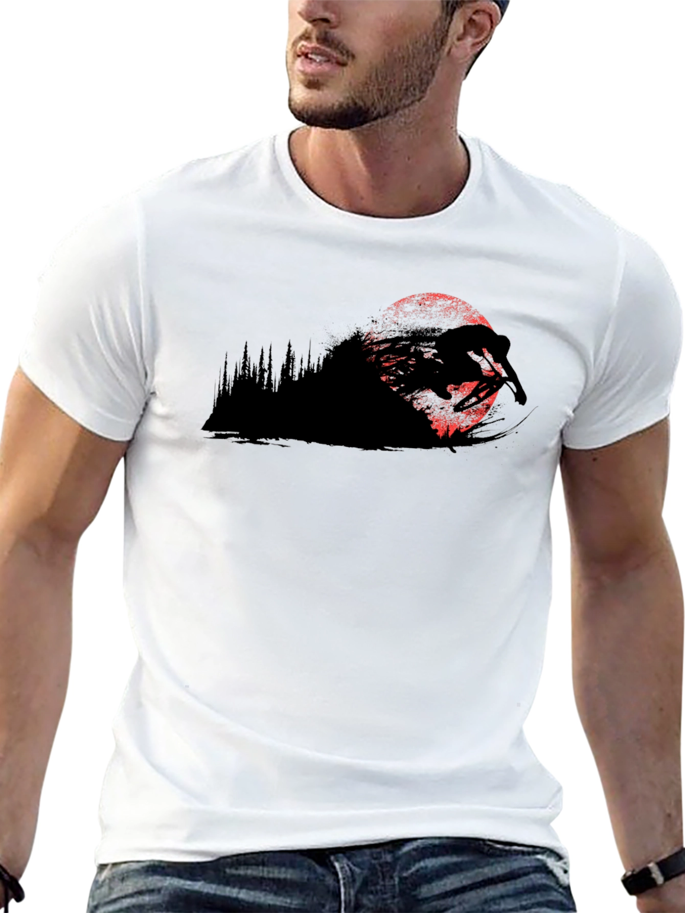 Mountain Biker Moon T-Shirt - Black