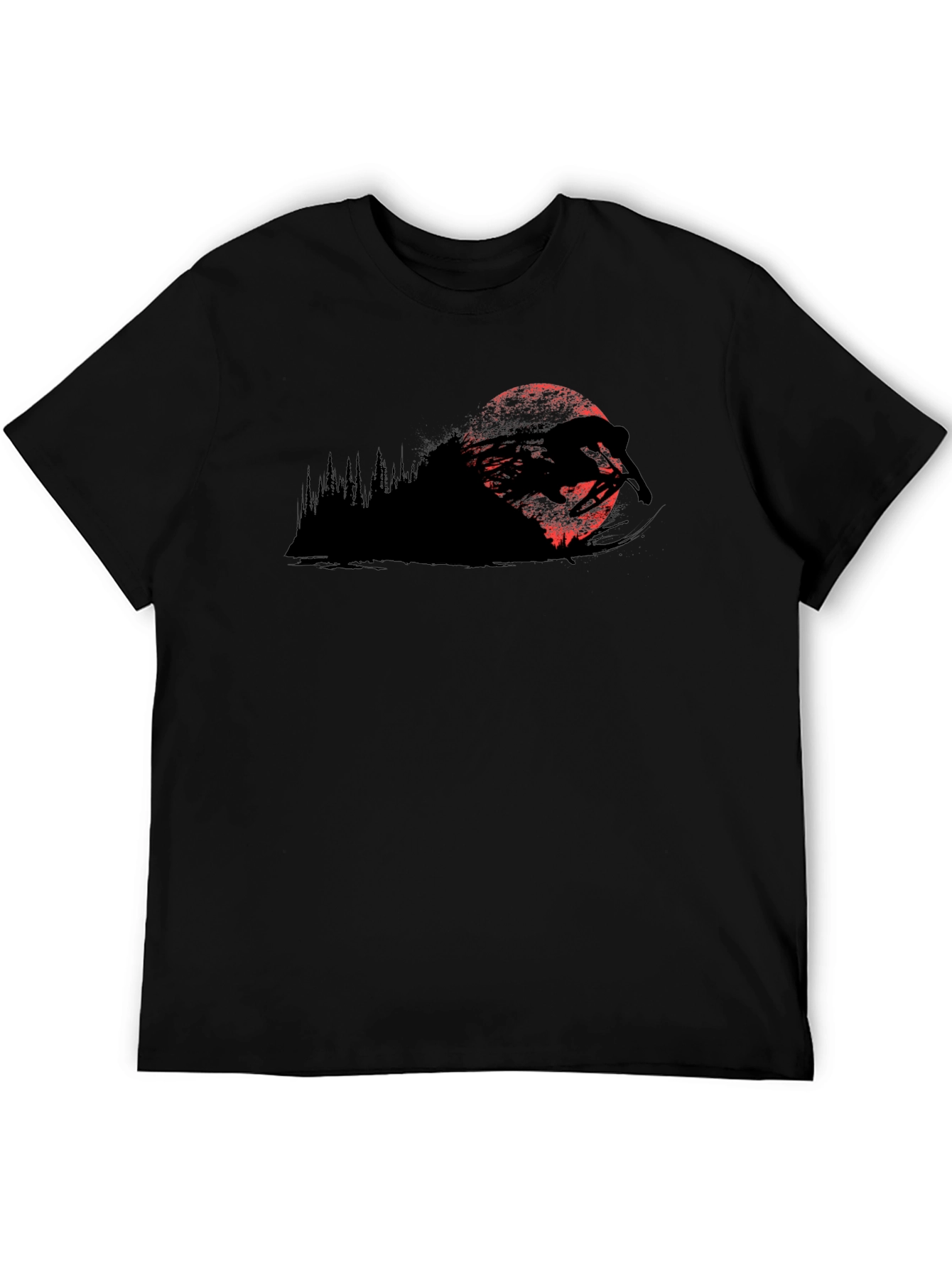 Mountain Biker Moon T-Shirt - Black