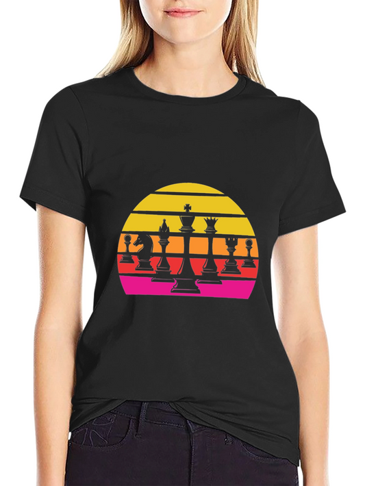 Chess Sunset Graphic Tee - Retro Style