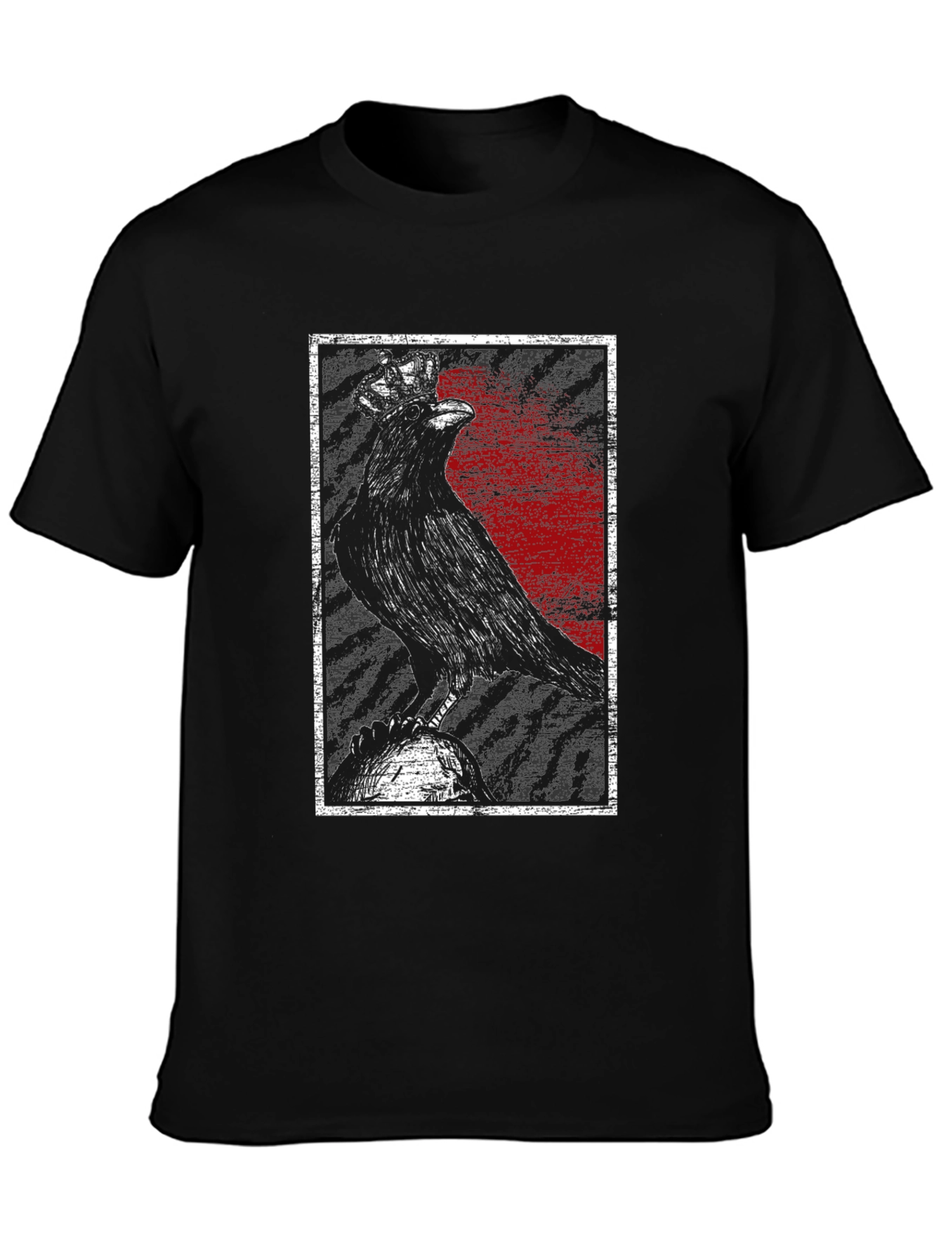 Crowned Raven Graphic Tee - Dark Gothic Style