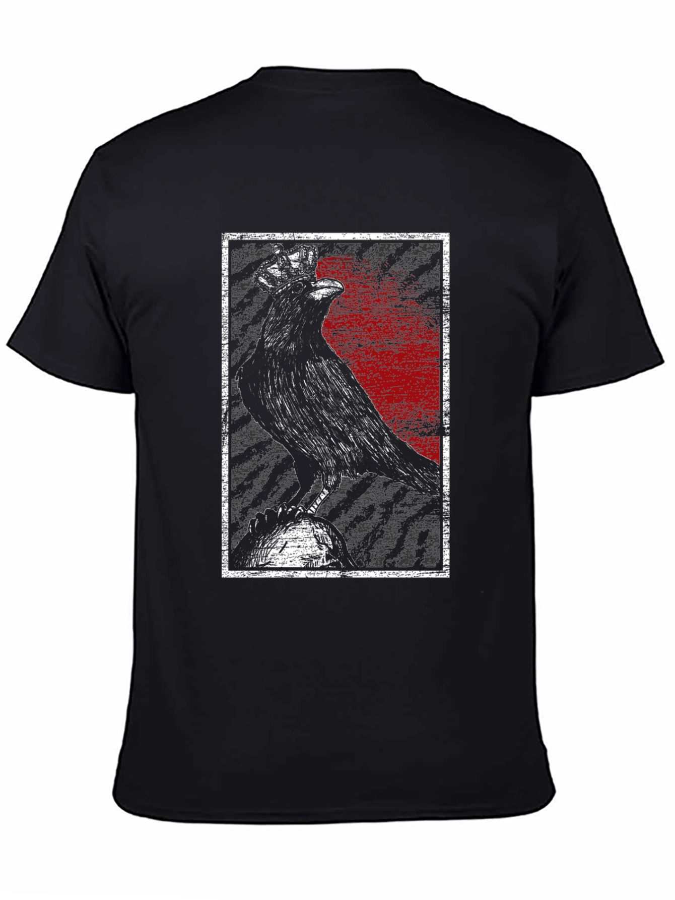 Crowned Raven Graphic Tee - Dark Gothic Style
