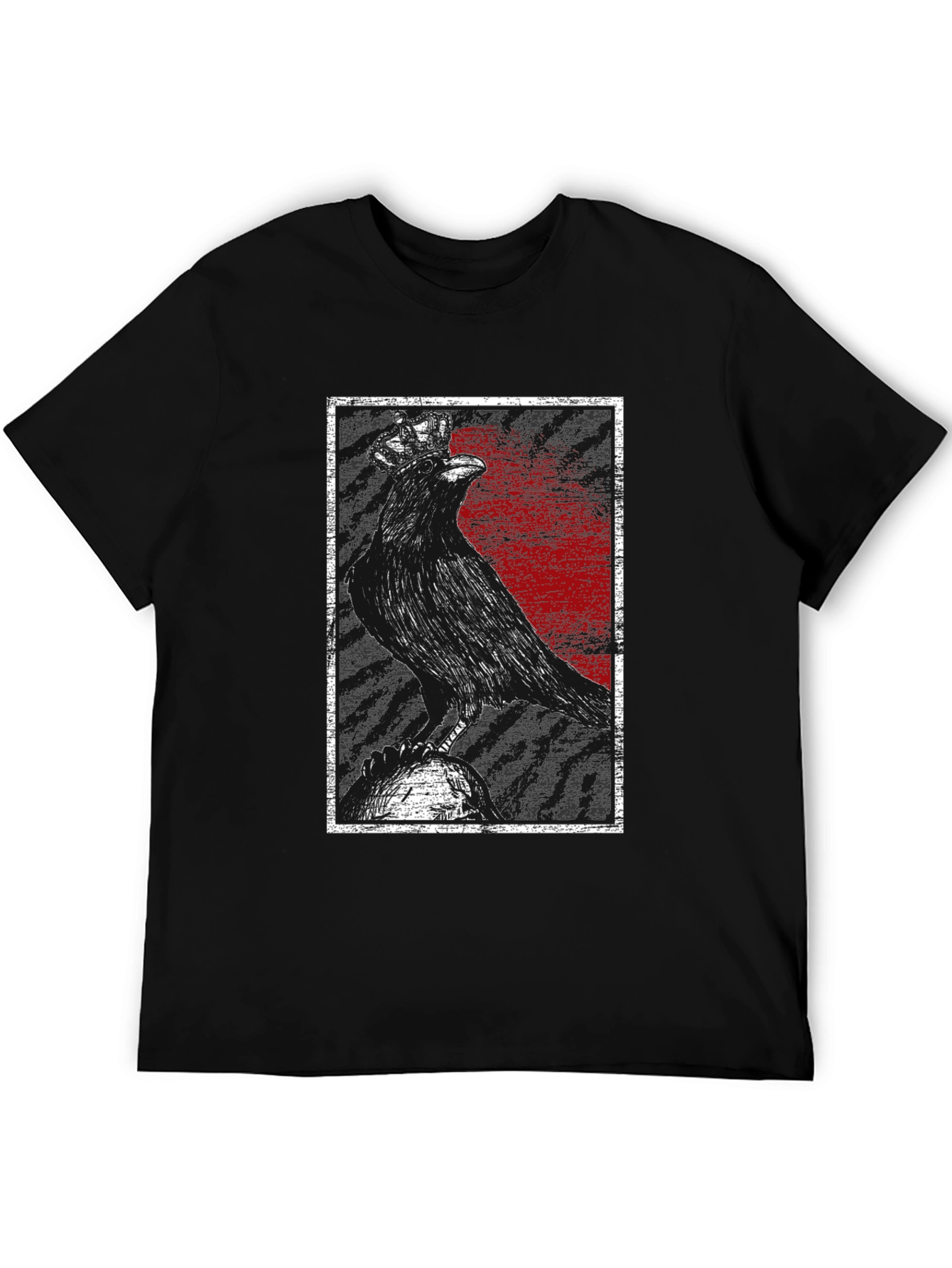 Crowned Raven Graphic Tee - Dark Gothic Style