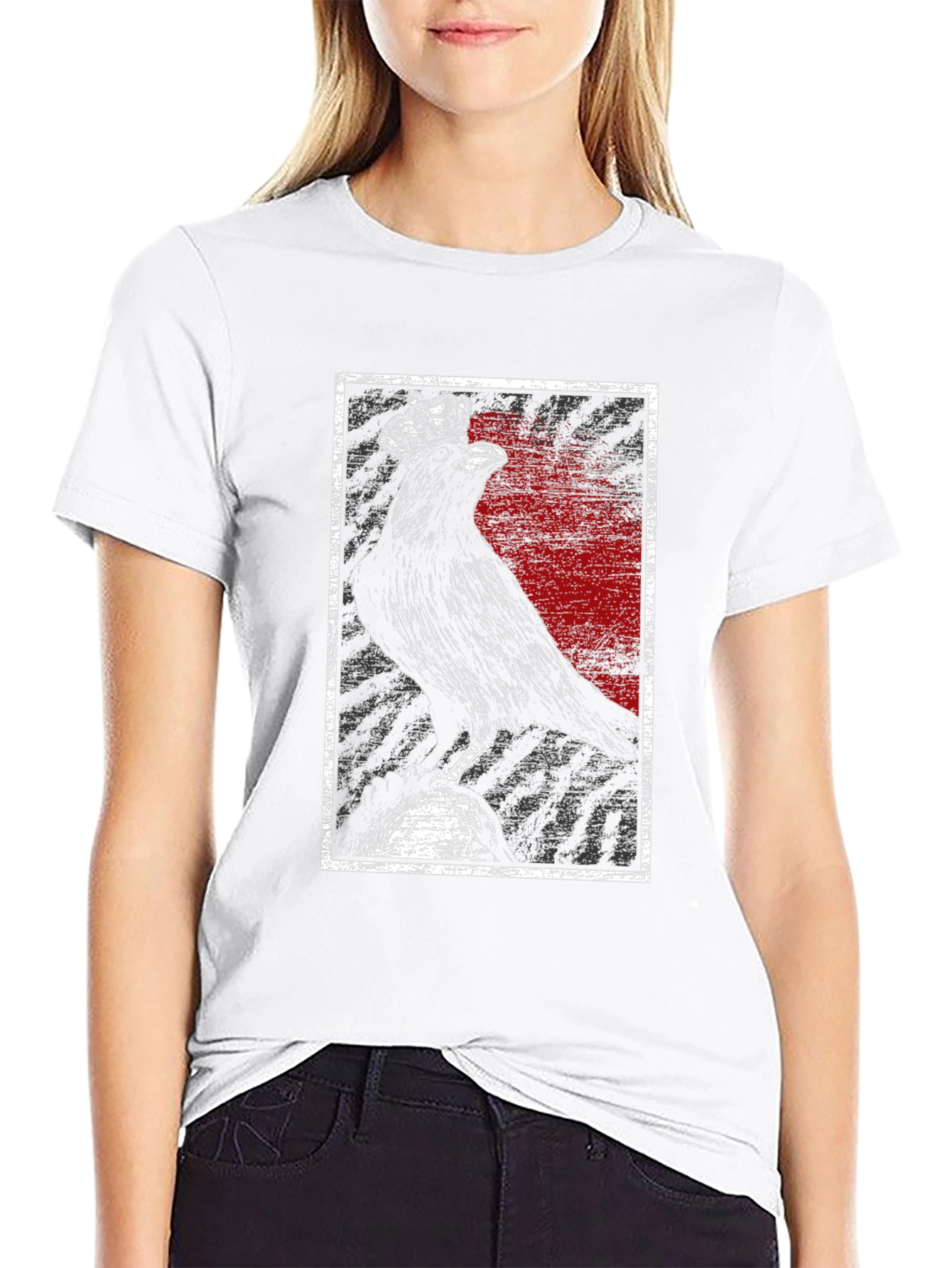 Crowned Raven Graphic Tee - Dark Gothic Style