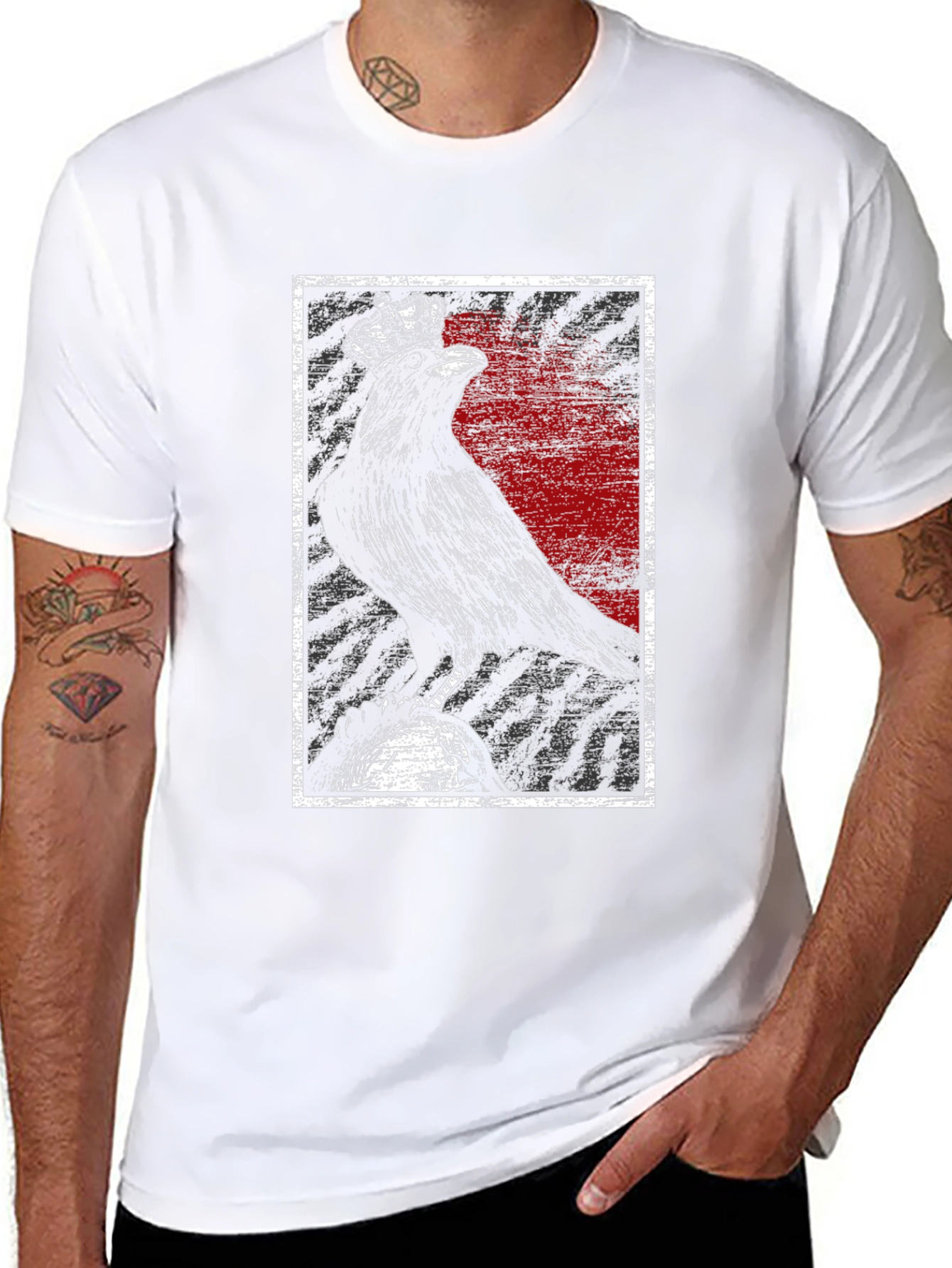 Crowned Raven Graphic Tee - Dark Gothic Style