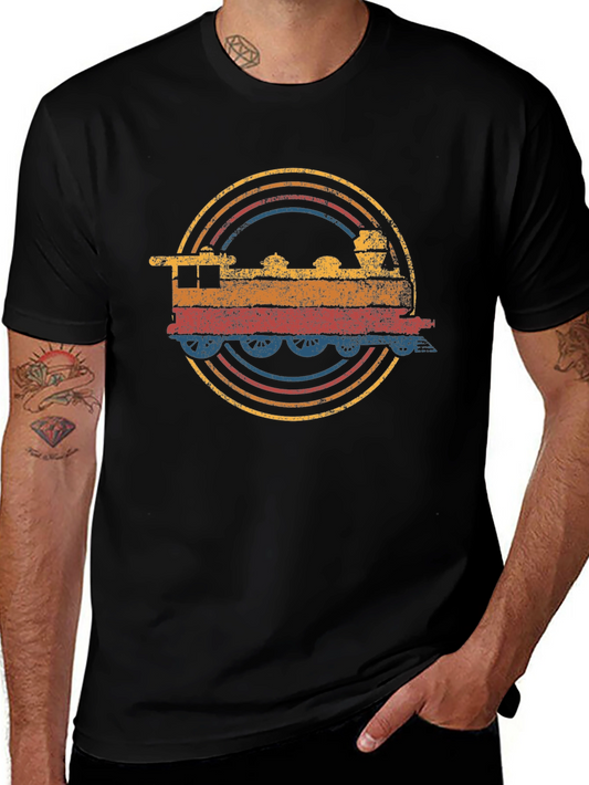 Vintage Train Graphic Tee - Retro Style