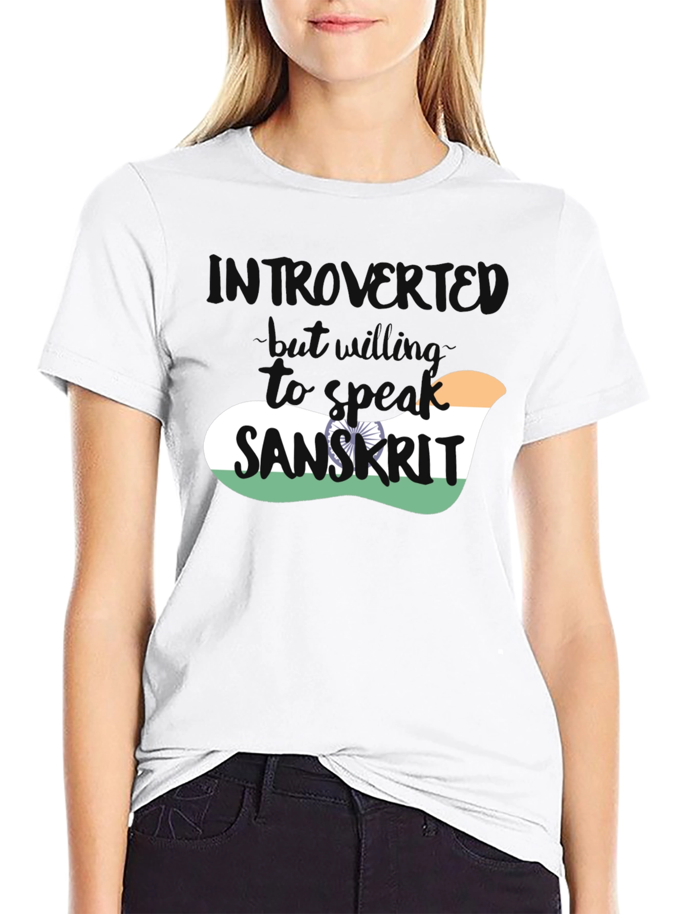 Introvert Sanskrit T-Shirt - Indian Flag Design