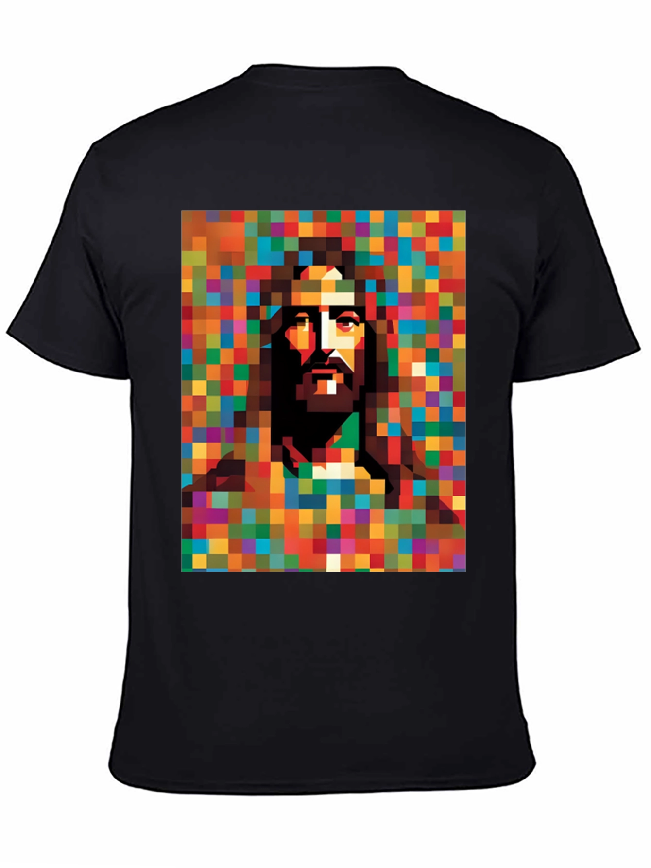Pixelated Jesus Graphic Tee - Modern Religious Art