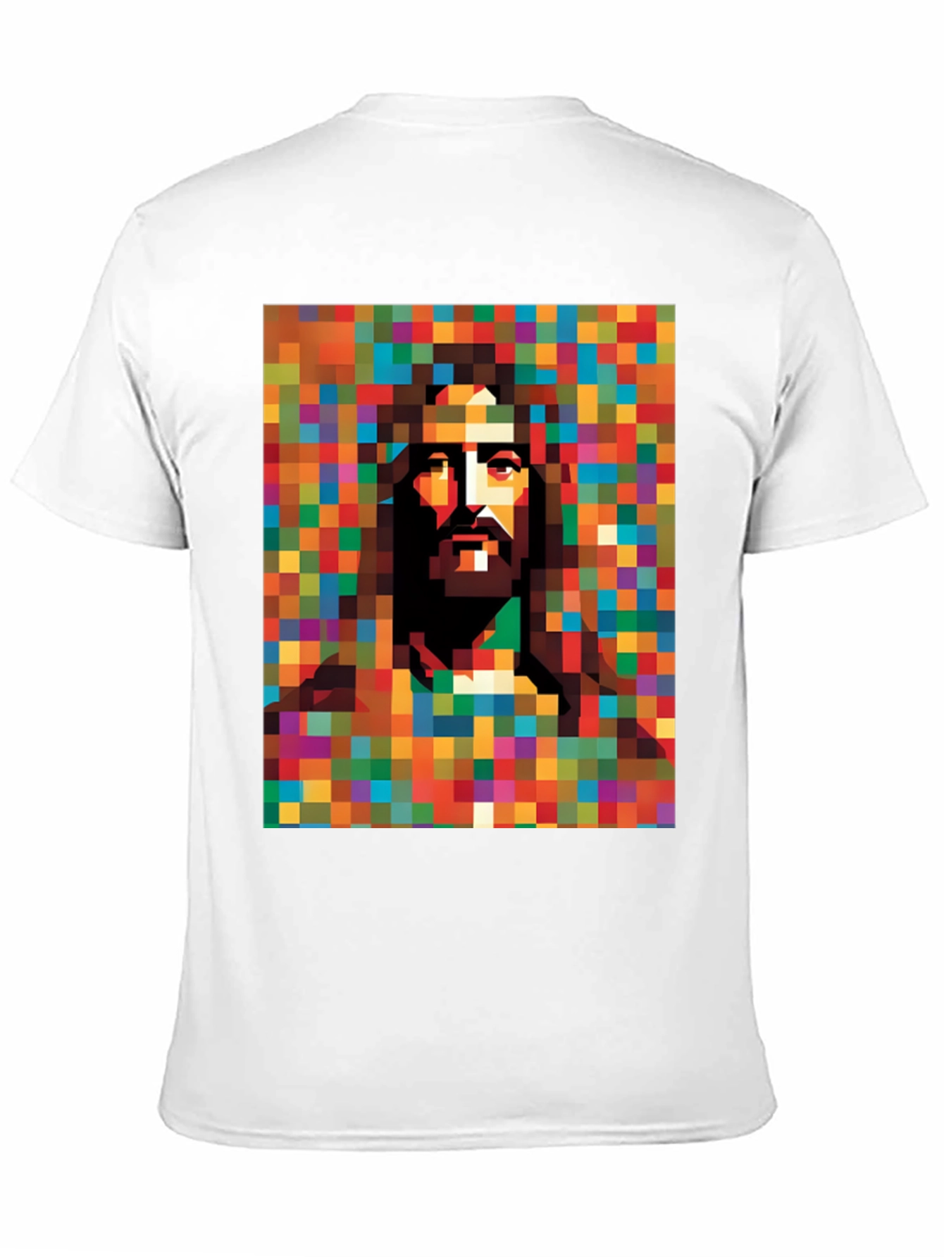 Pixelated Jesus Graphic Tee - Modern Religious Art