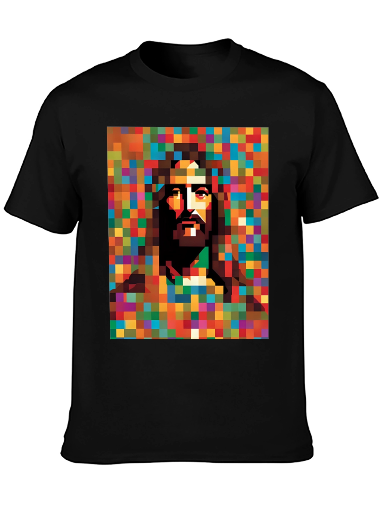 Pixelated Jesus Graphic Tee - Modern Religious Art