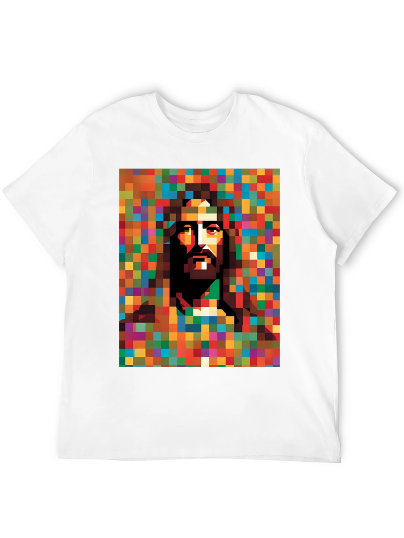 Pixelated Jesus Graphic Tee - Modern Religious Art
