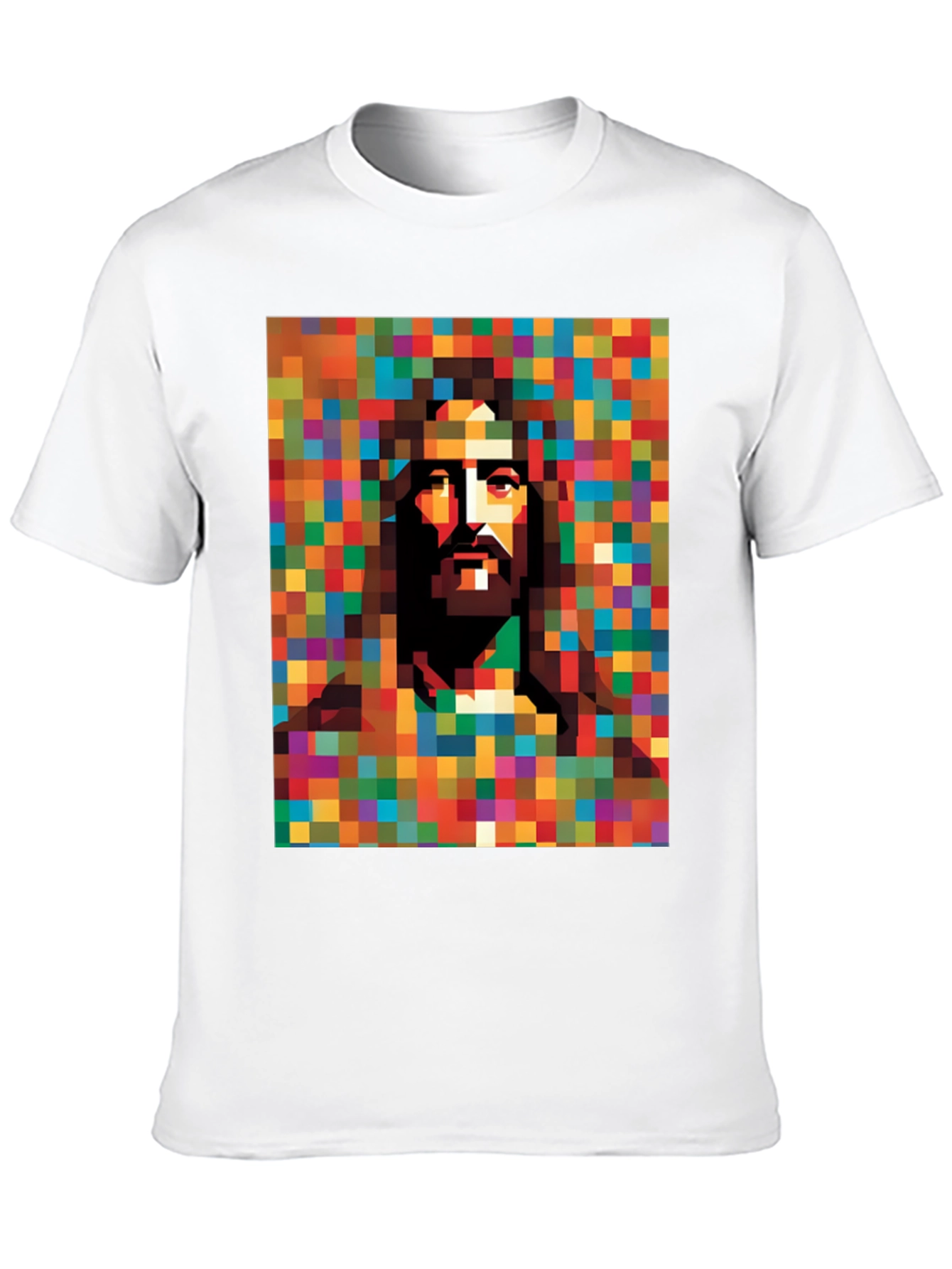 Pixelated Jesus Graphic Tee - Modern Religious Art