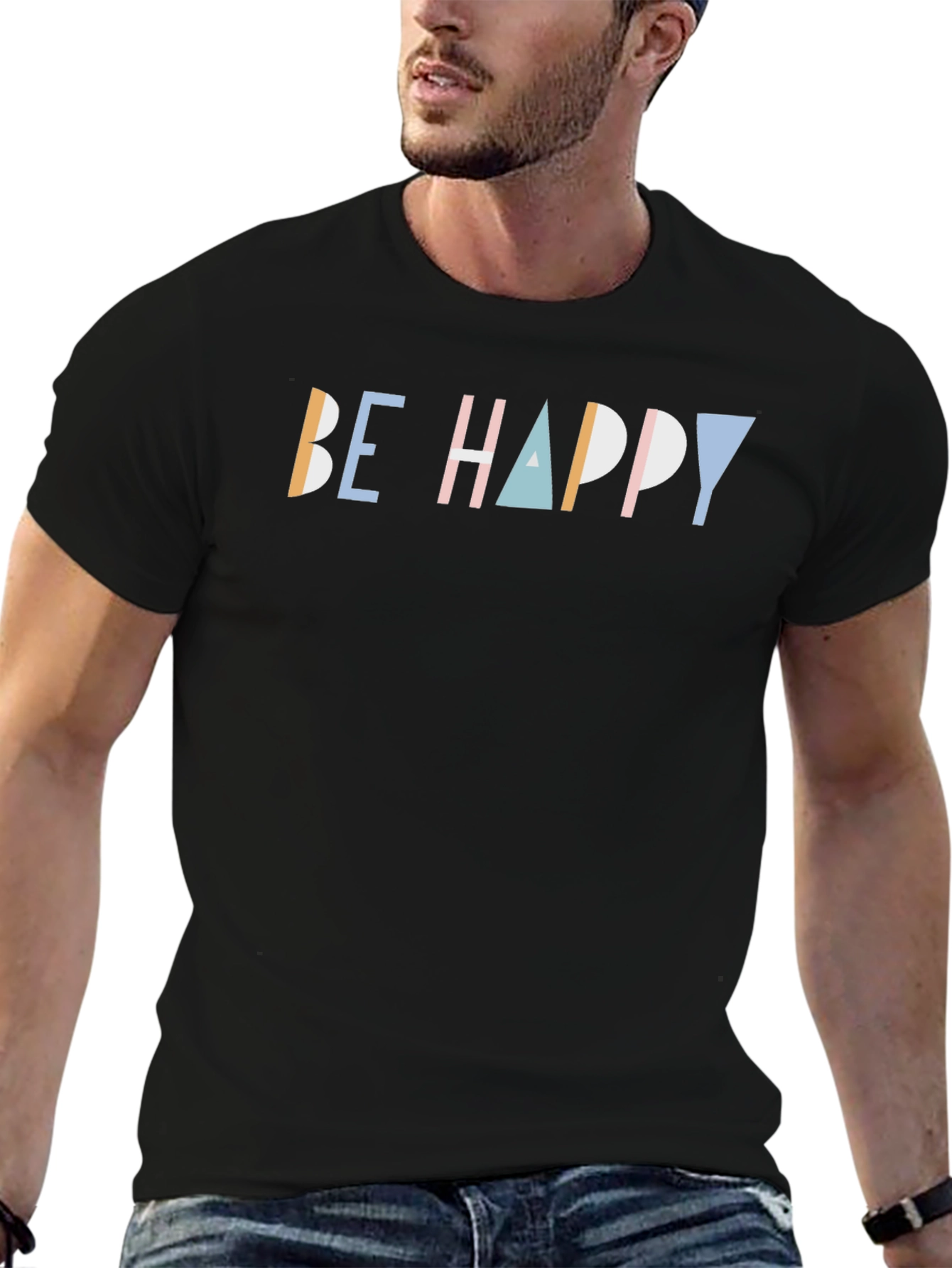 Be Happy Graphic Tee - Trendy Casual T-Shirt