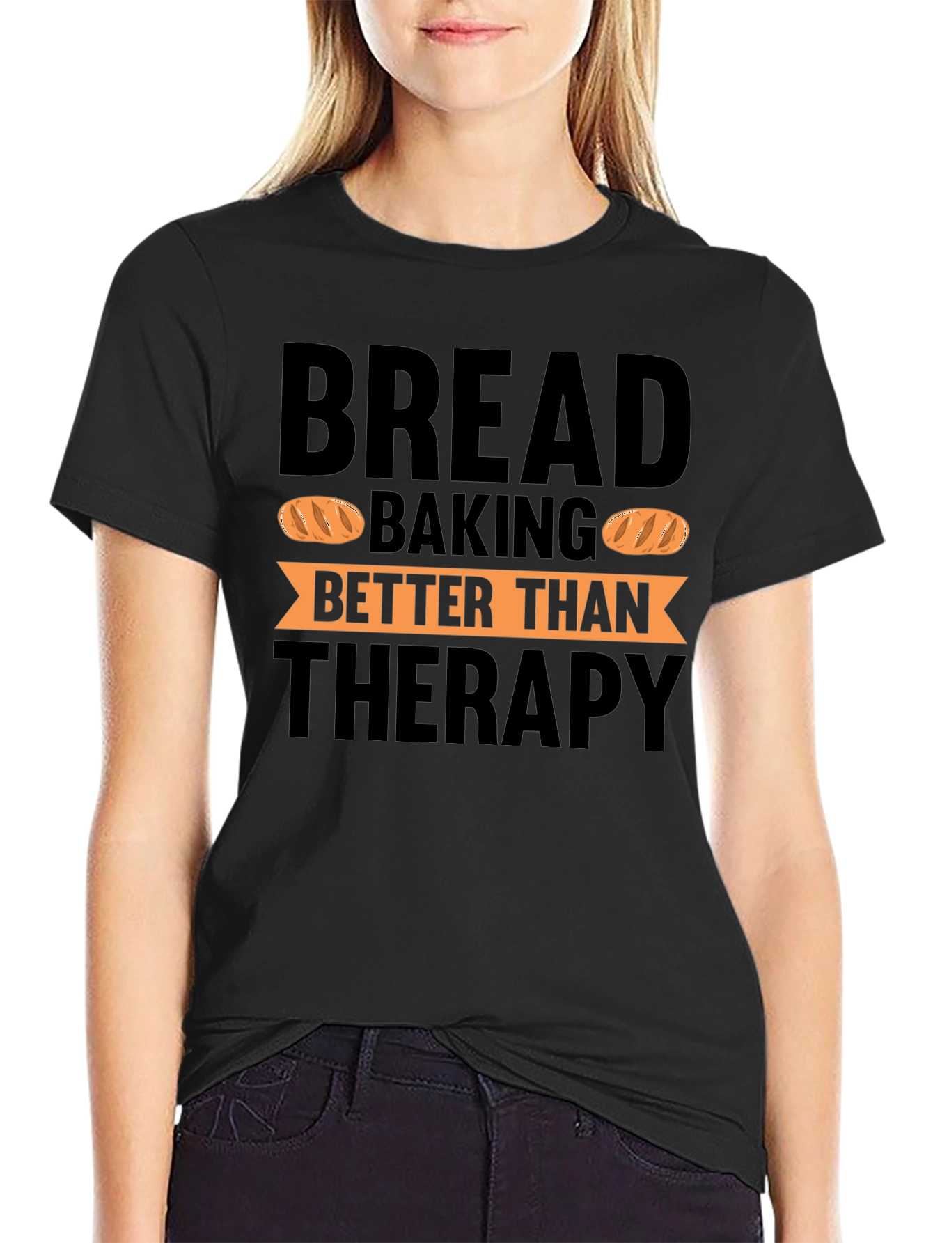 Bread Baking Therapy Black T-Shirt