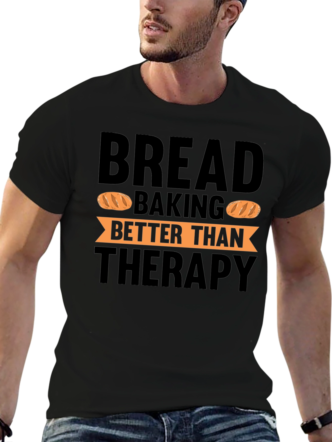 Bread Baking Therapy Black T-Shirt
