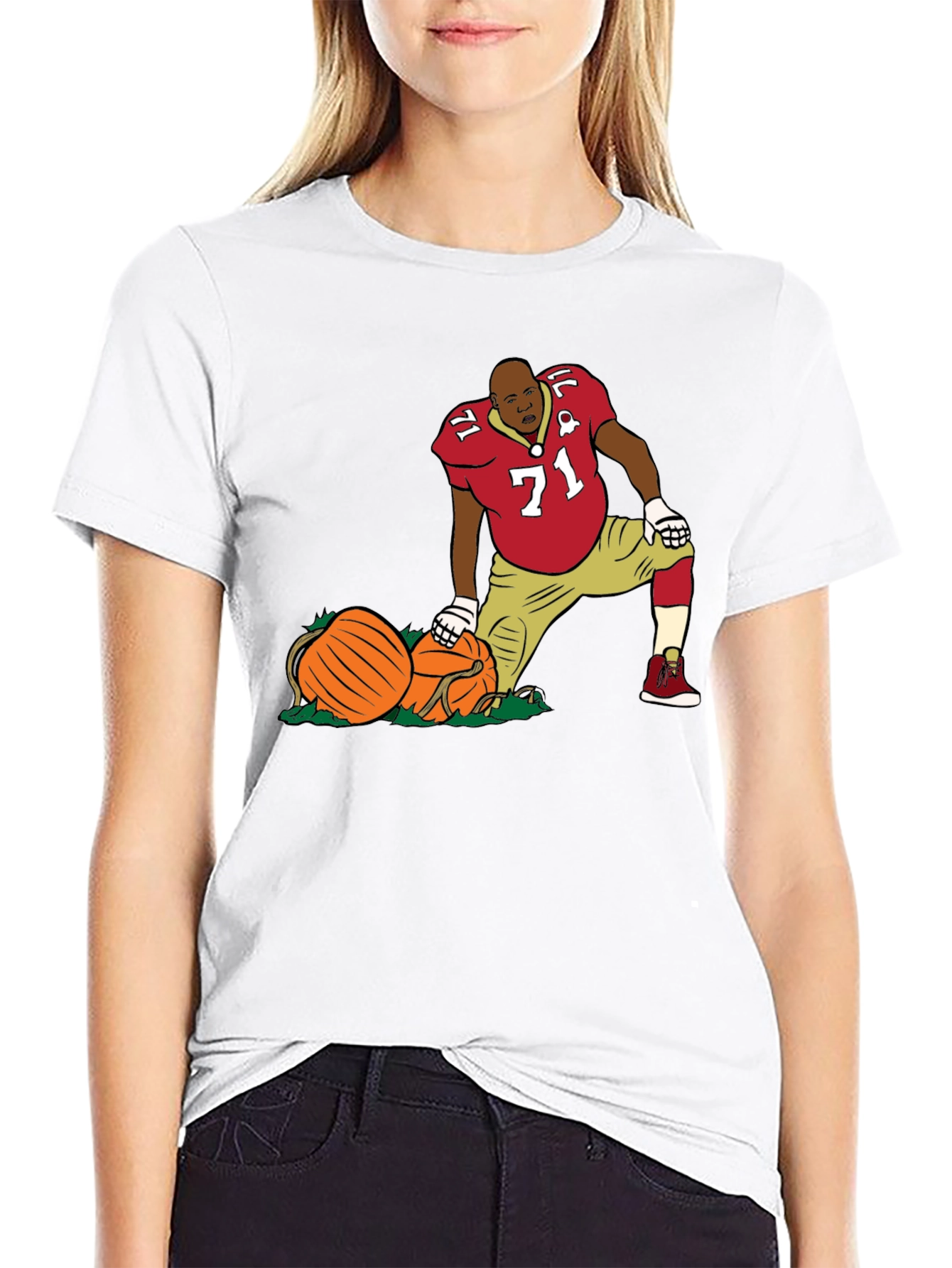 Football Player with Pumpkins T-Shirt