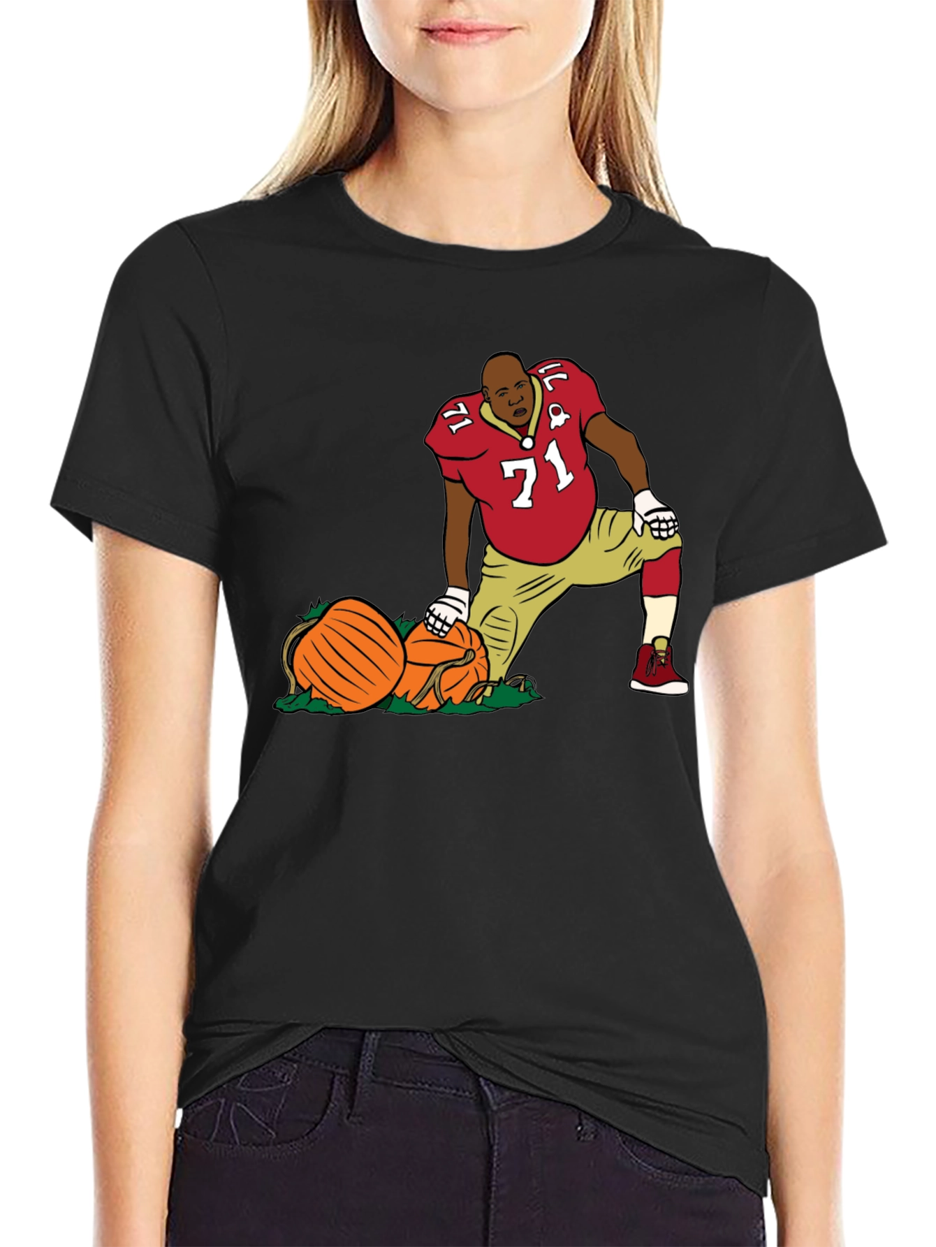 Football Player with Pumpkins T-Shirt