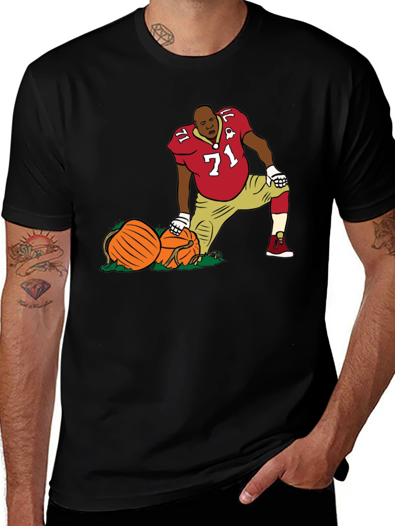 Football Player with Pumpkins T-Shirt