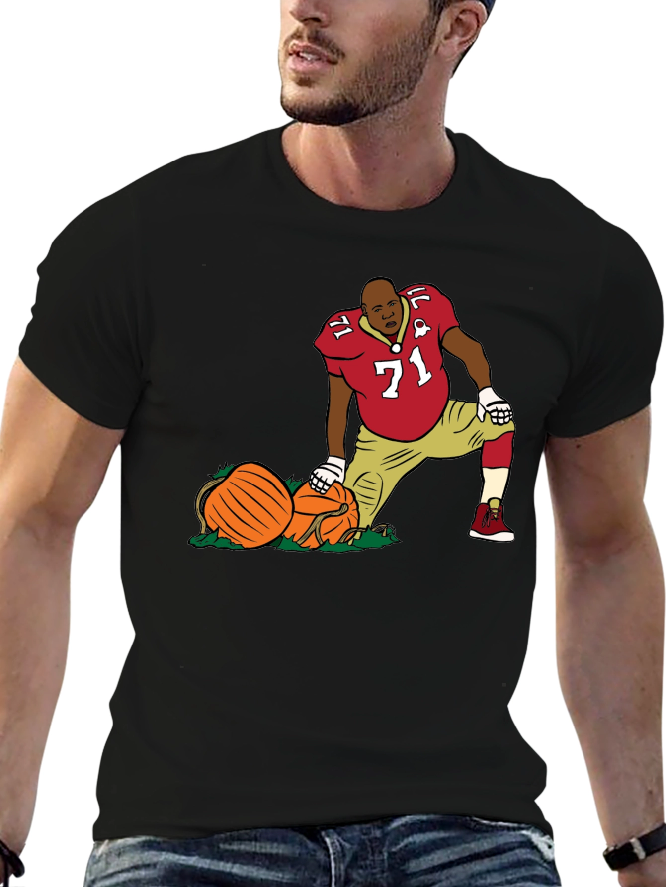 Football Player with Pumpkins T-Shirt