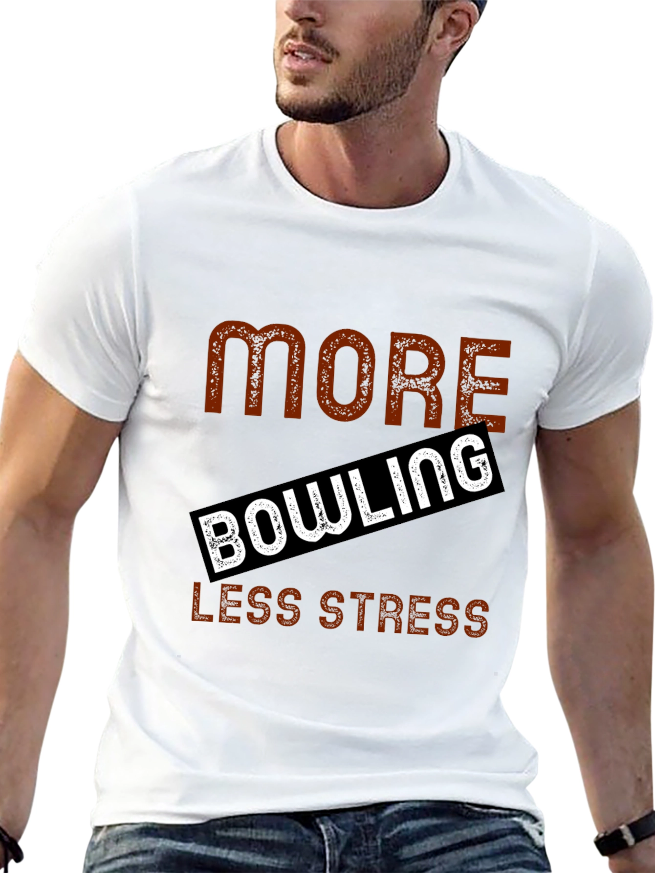 More Bowling Less Stress Graphic T-Shirt