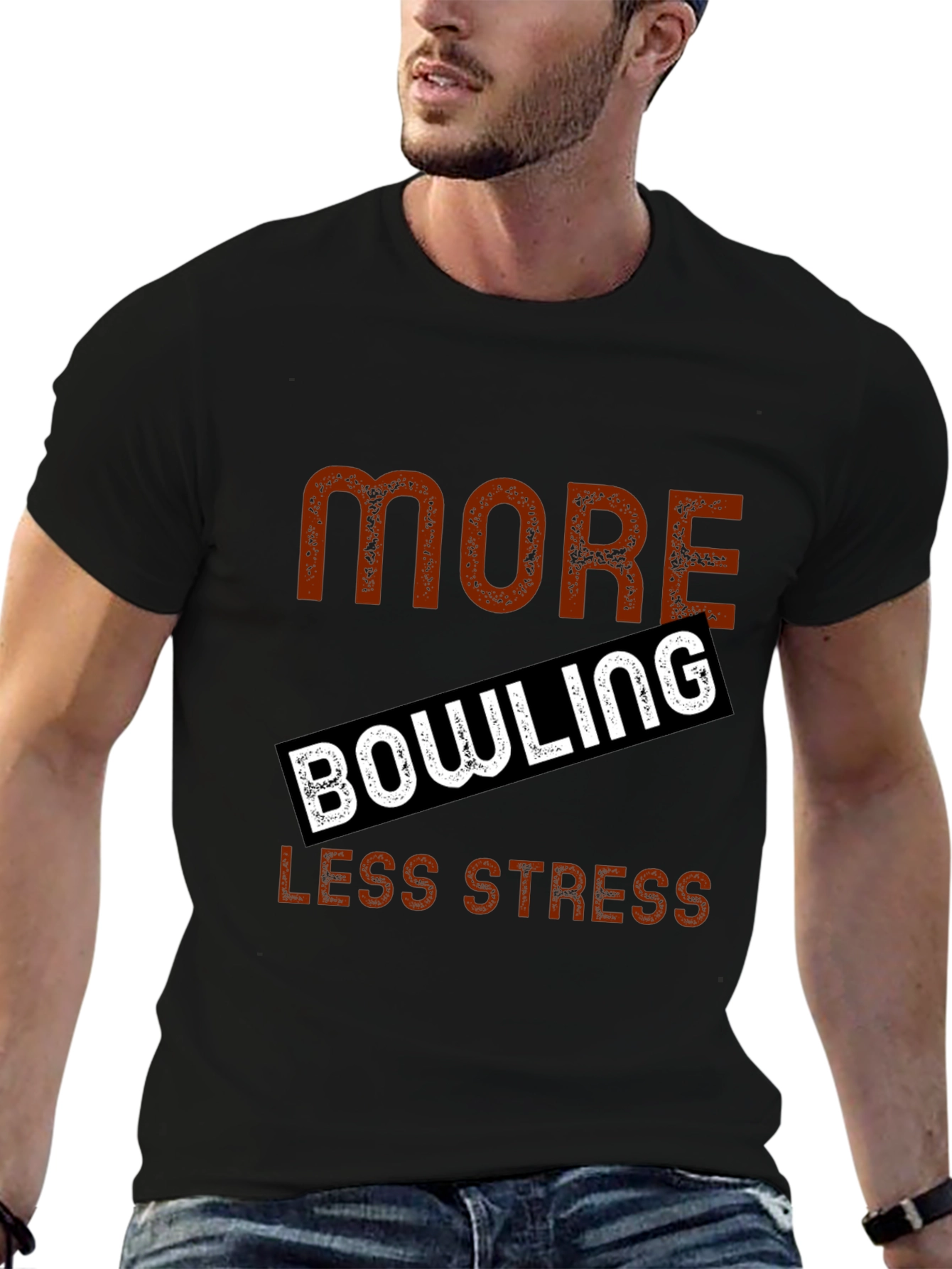 More Bowling Less Stress Graphic T-Shirt