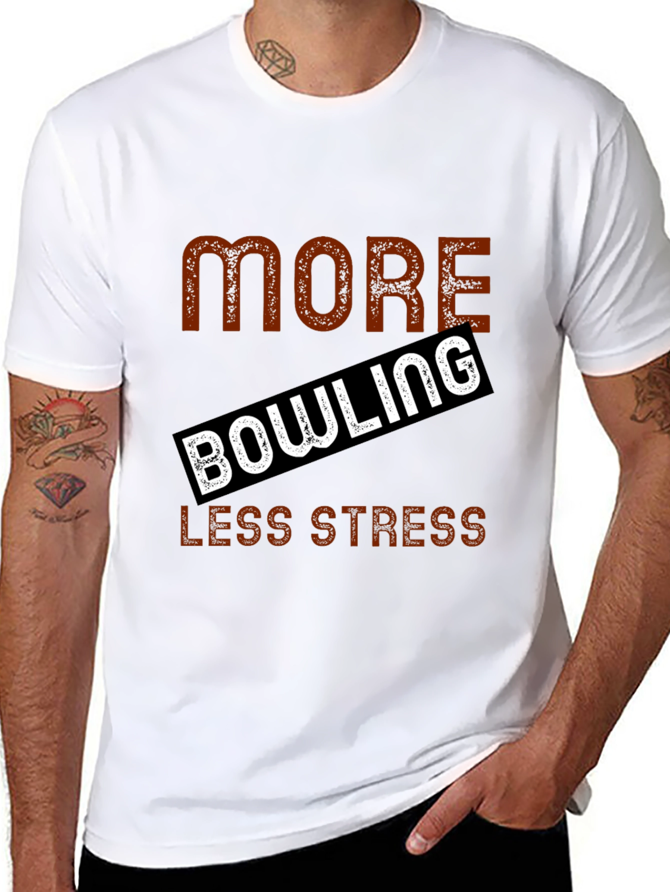 More Bowling Less Stress Graphic T-Shirt