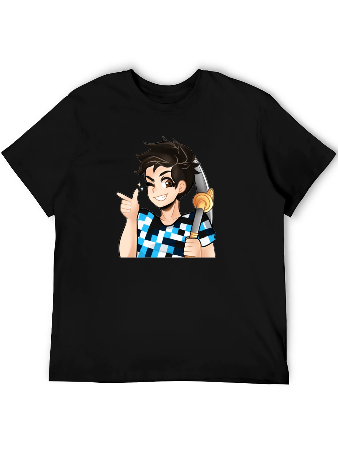 Anime Boy Sword Black Tee