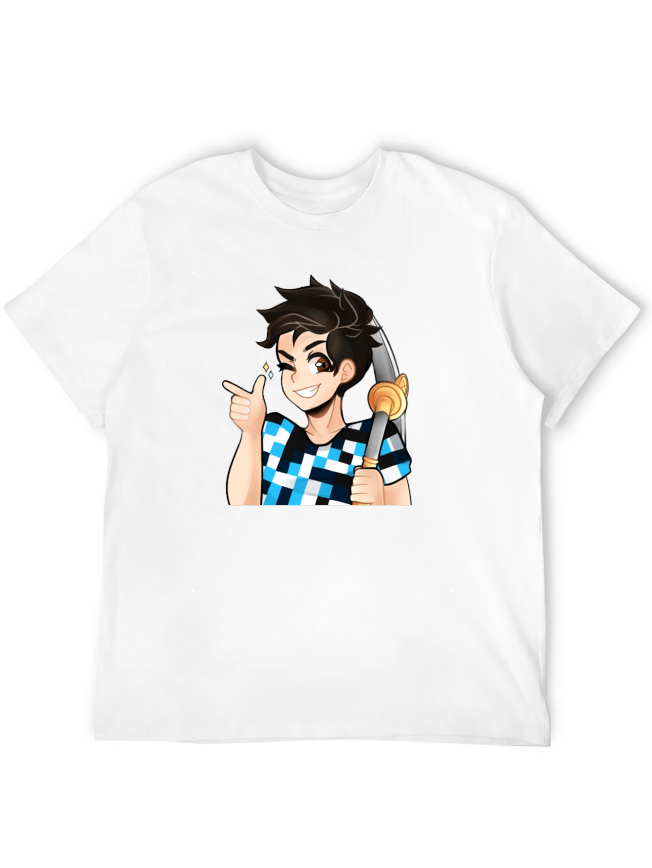 Anime Boy Sword Black Tee