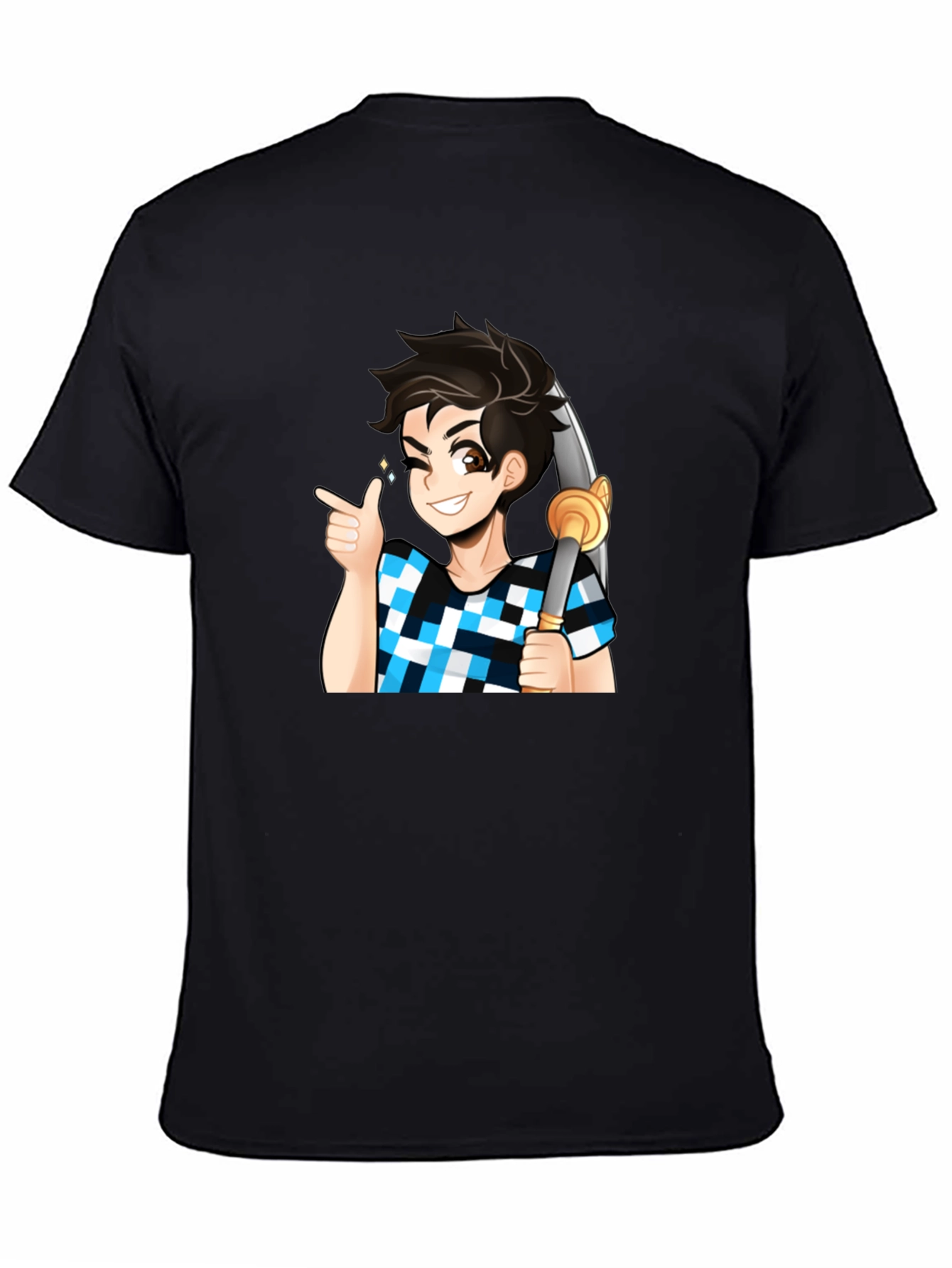 Anime Boy Sword Black Tee