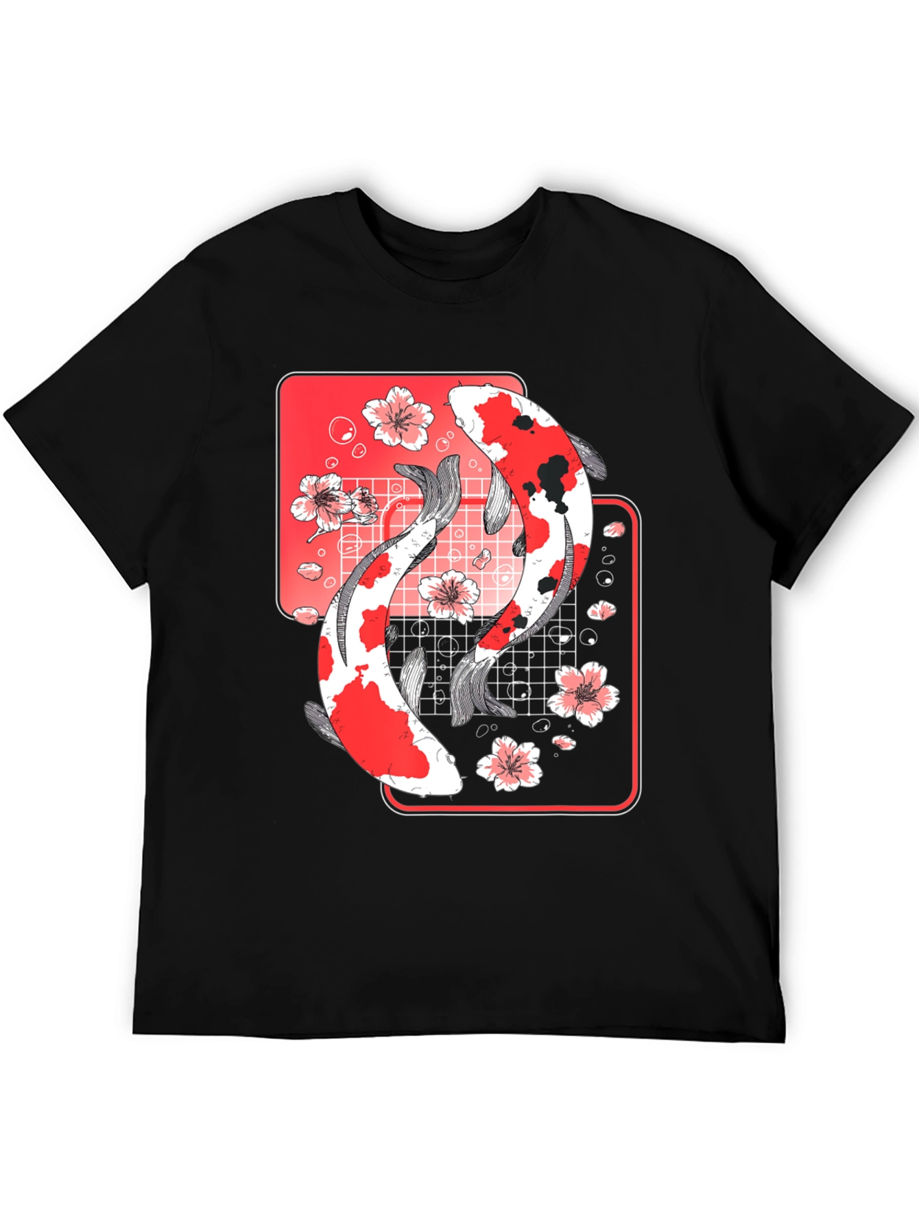 Koi Fish Graphic Tee - Japanese Style Black T-Shirt