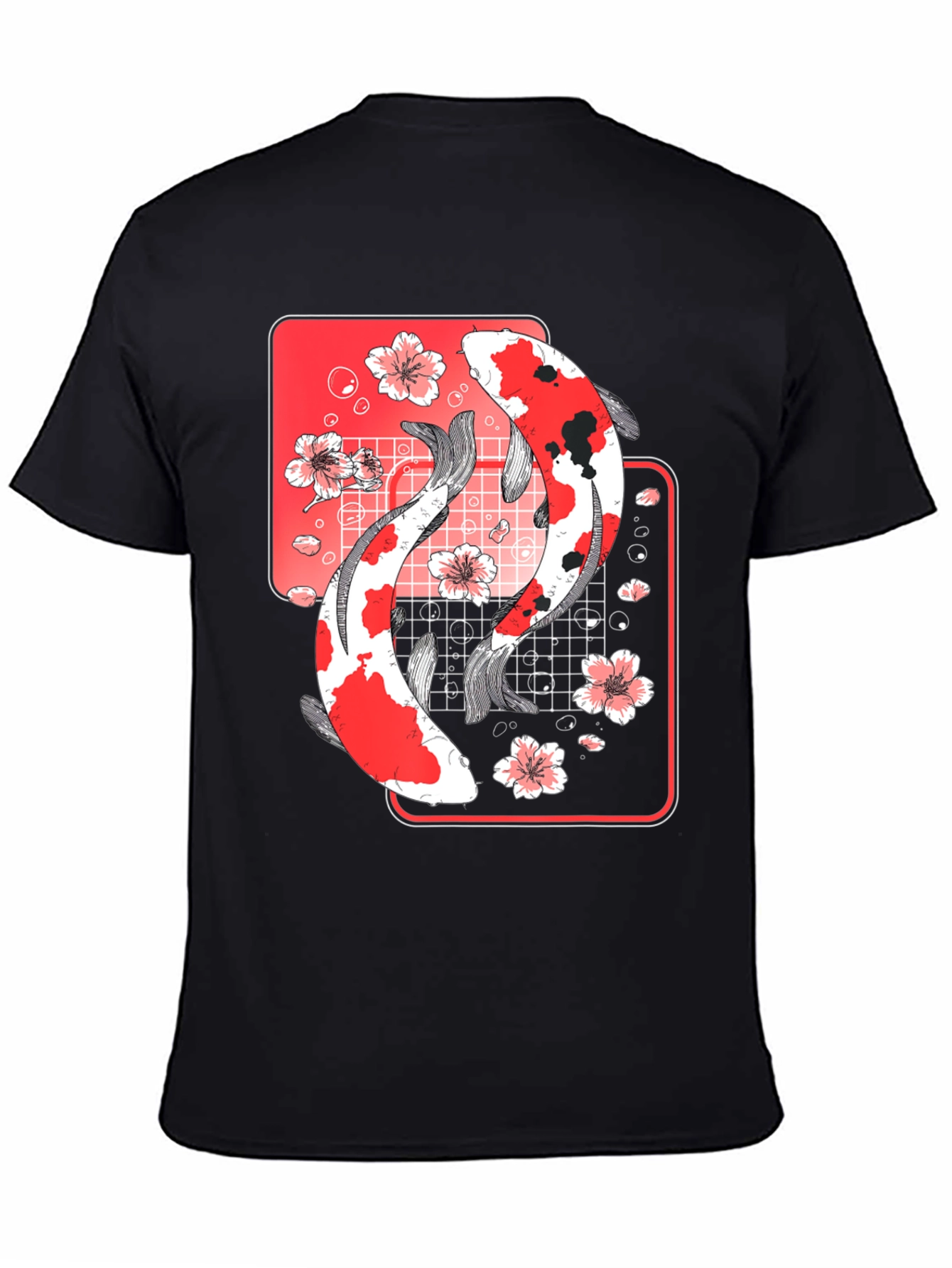 Koi Fish Graphic Tee - Japanese Style Black T-Shirt