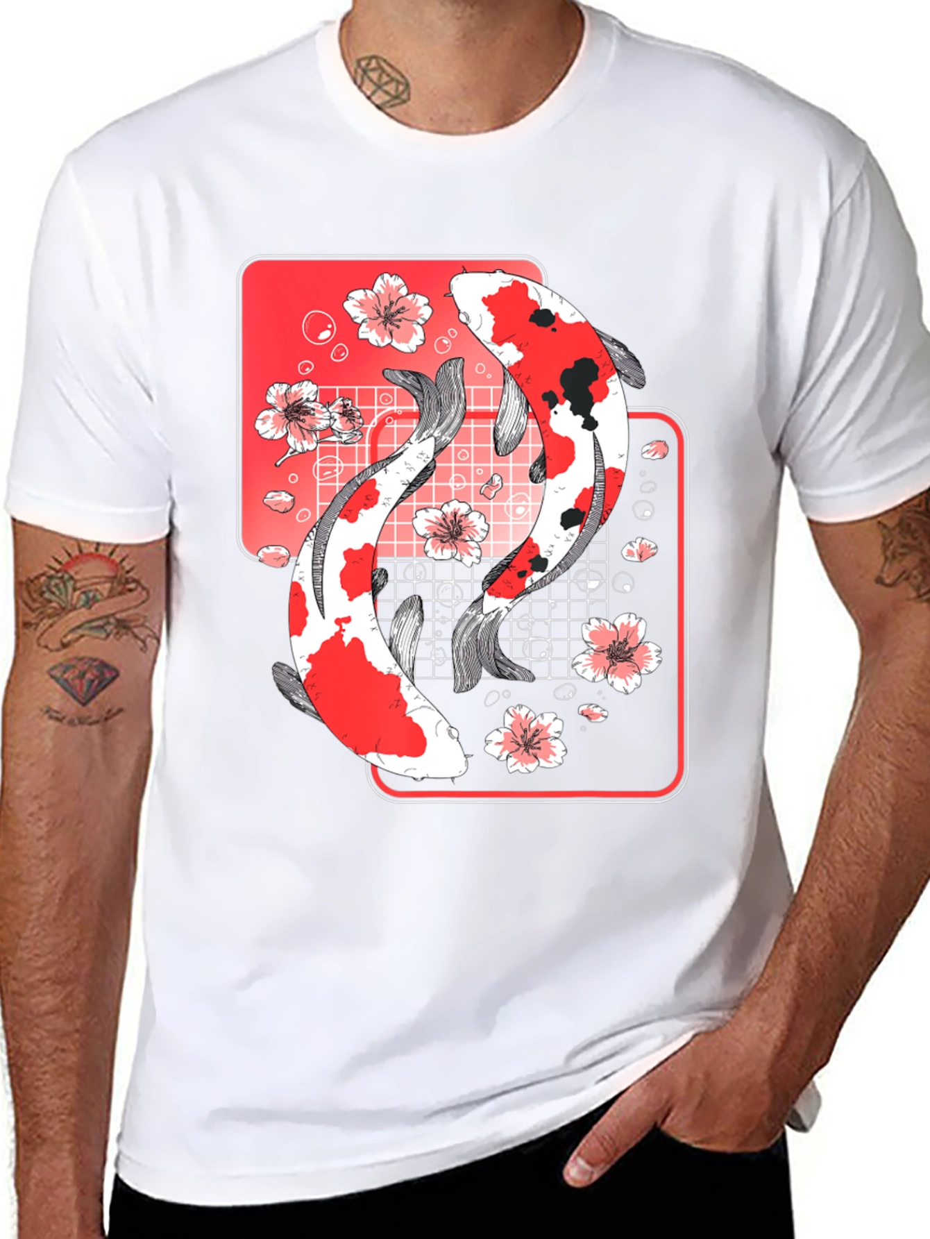 Koi Fish Graphic Tee - Japanese Style Black T-Shirt