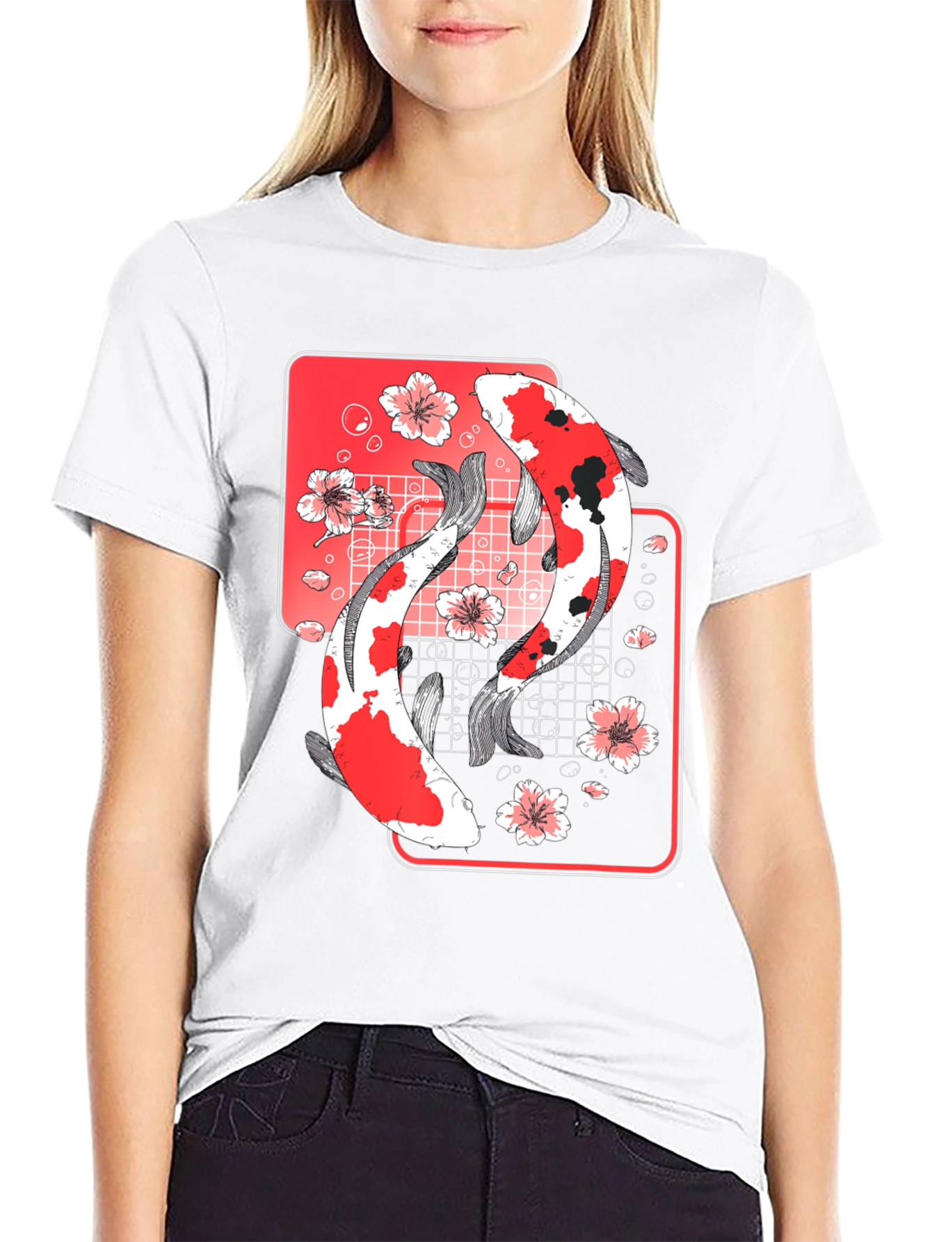 Koi Fish Graphic Tee - Japanese Style Black T-Shirt