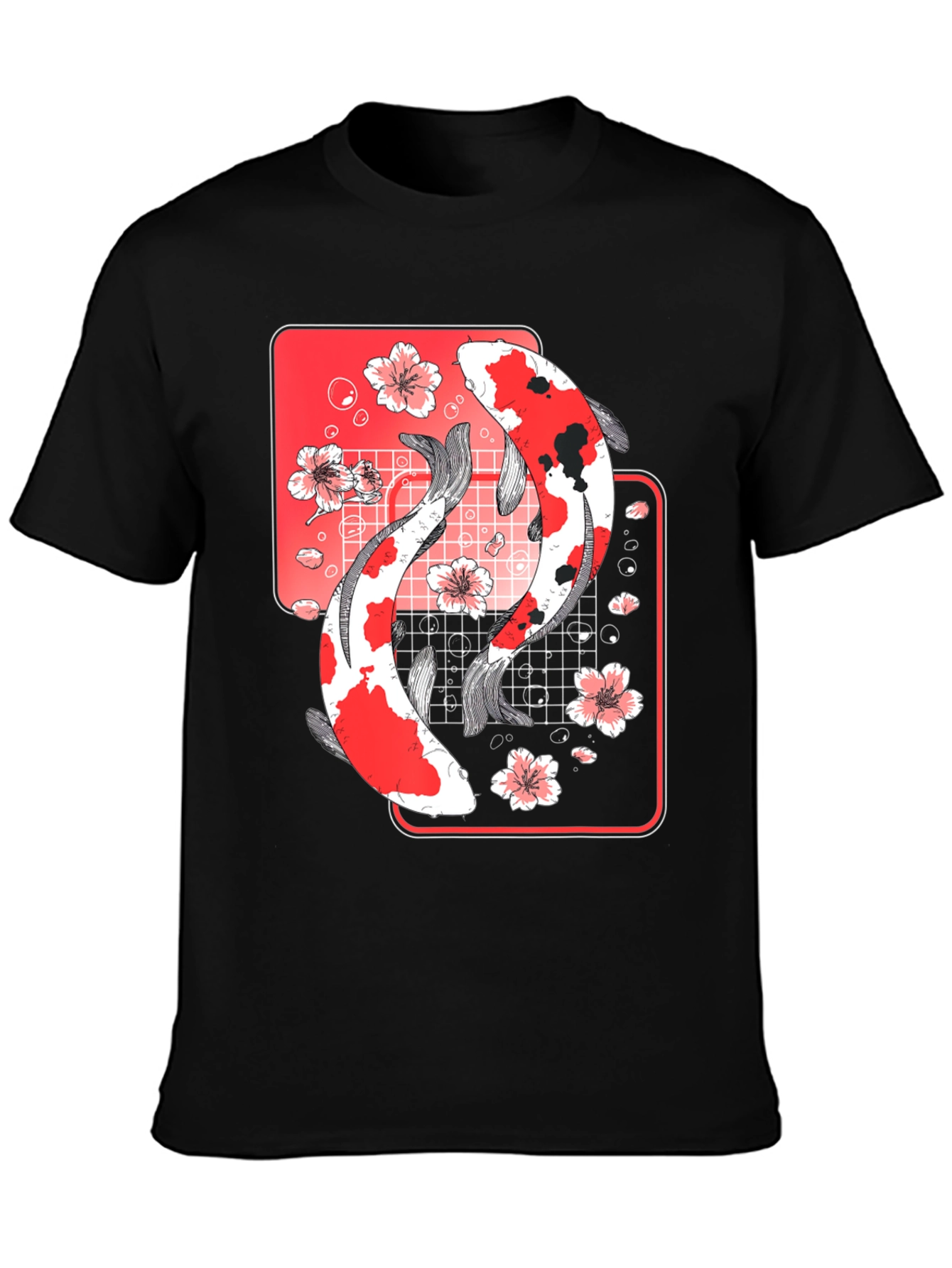 Koi Fish Graphic Tee - Japanese Style Black T-Shirt