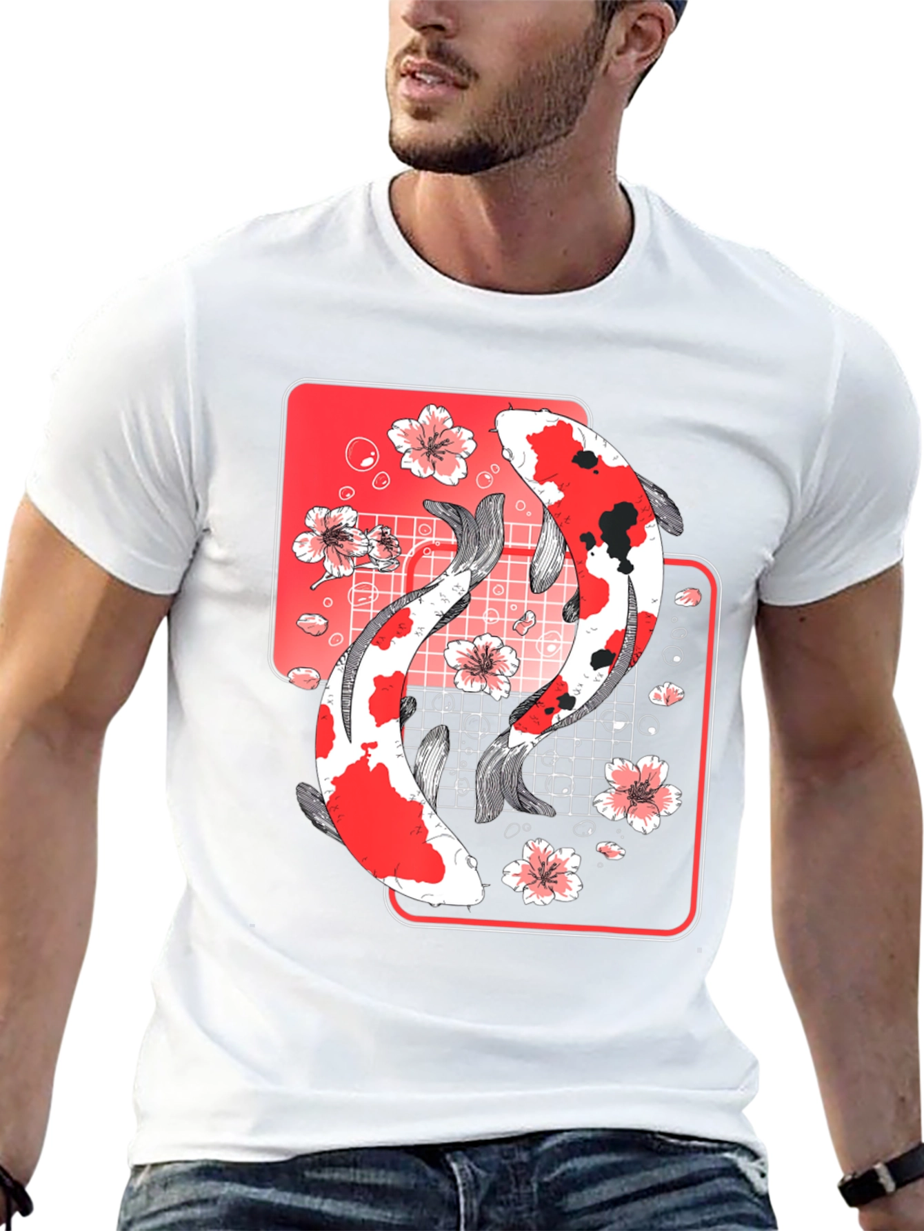 Koi Fish Graphic Tee - Japanese Style Black T-Shirt