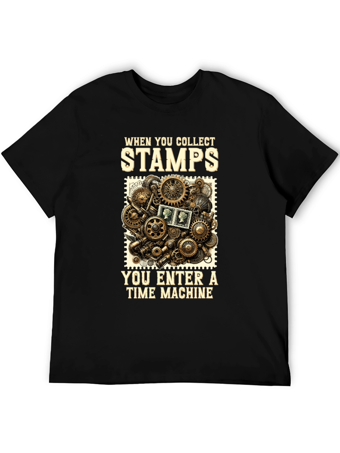 Time Machine Stamp Collector Graphic T-Shirt