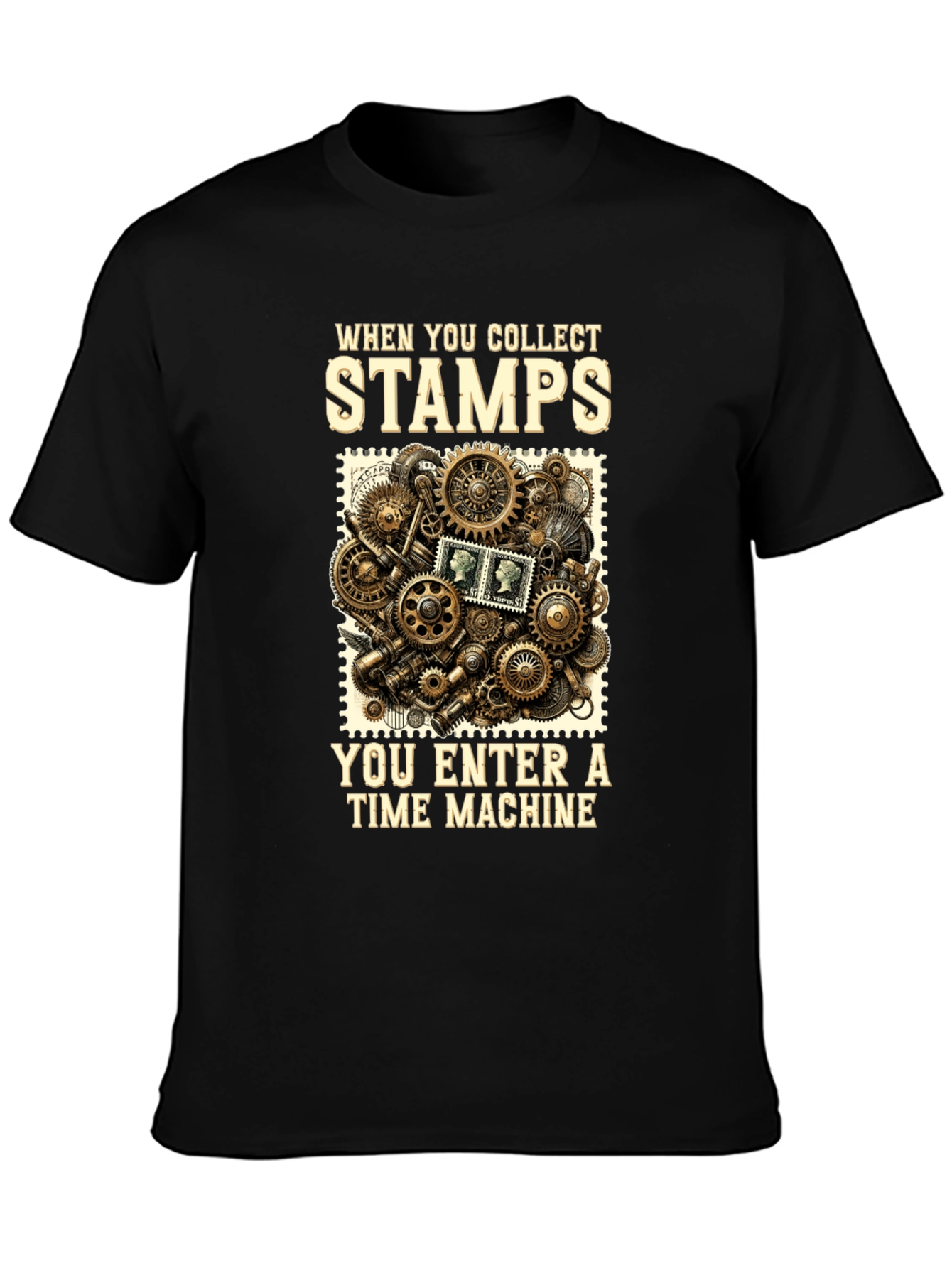 Time Machine Stamp Collector Graphic T-Shirt